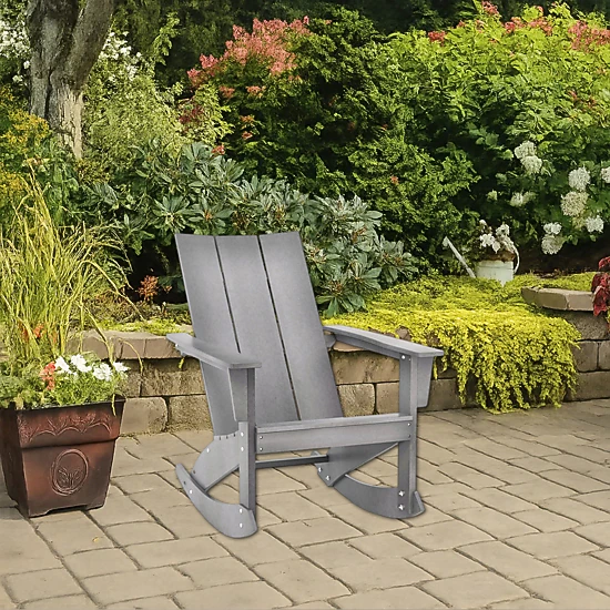 Hivvago Rocking Adirondack Chair with Ergonomic Curved Back for Patio or Balcony