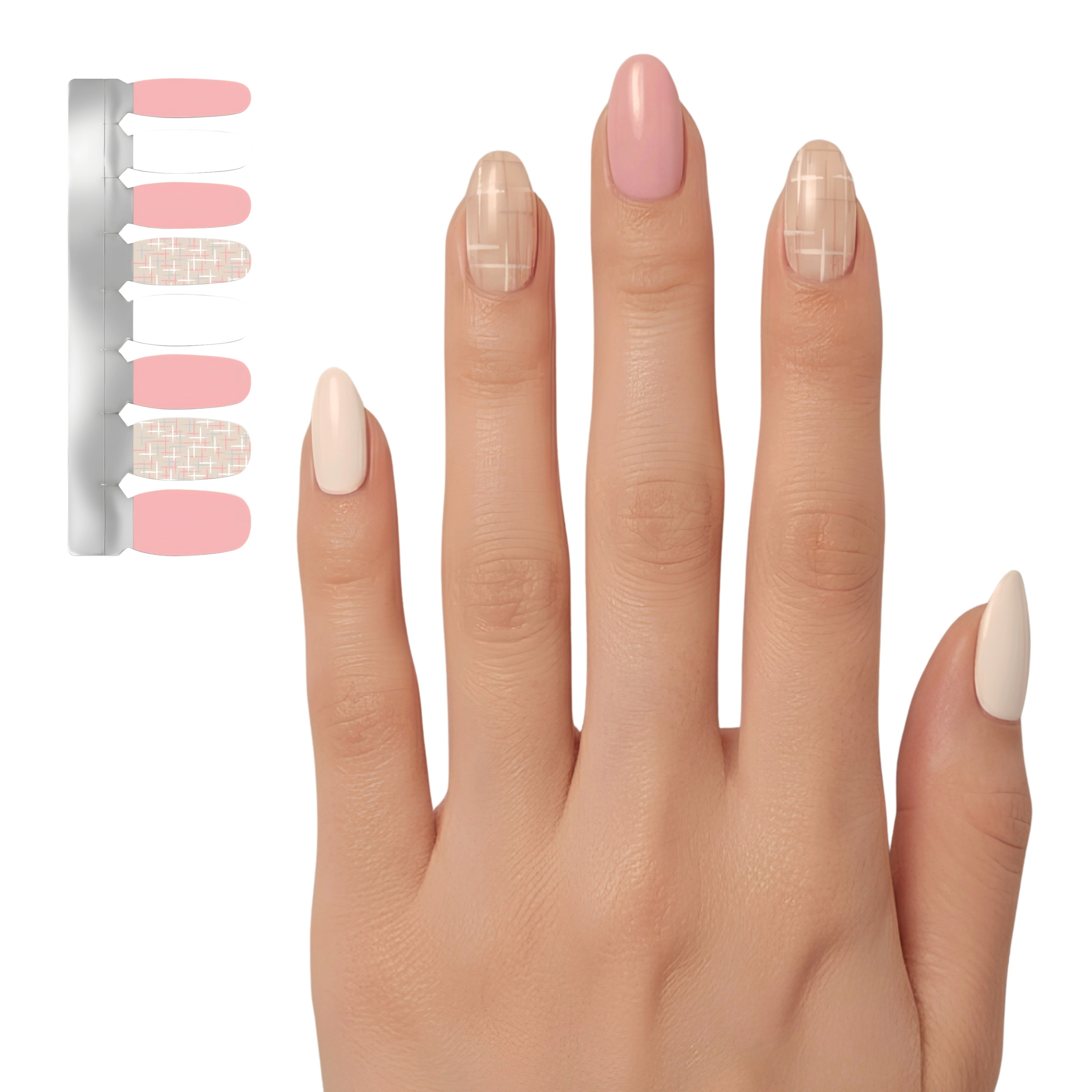 XPNail Women's 2-Pack Bundle of Nail Polish Strips Pink White Beige Mixed 16ct
