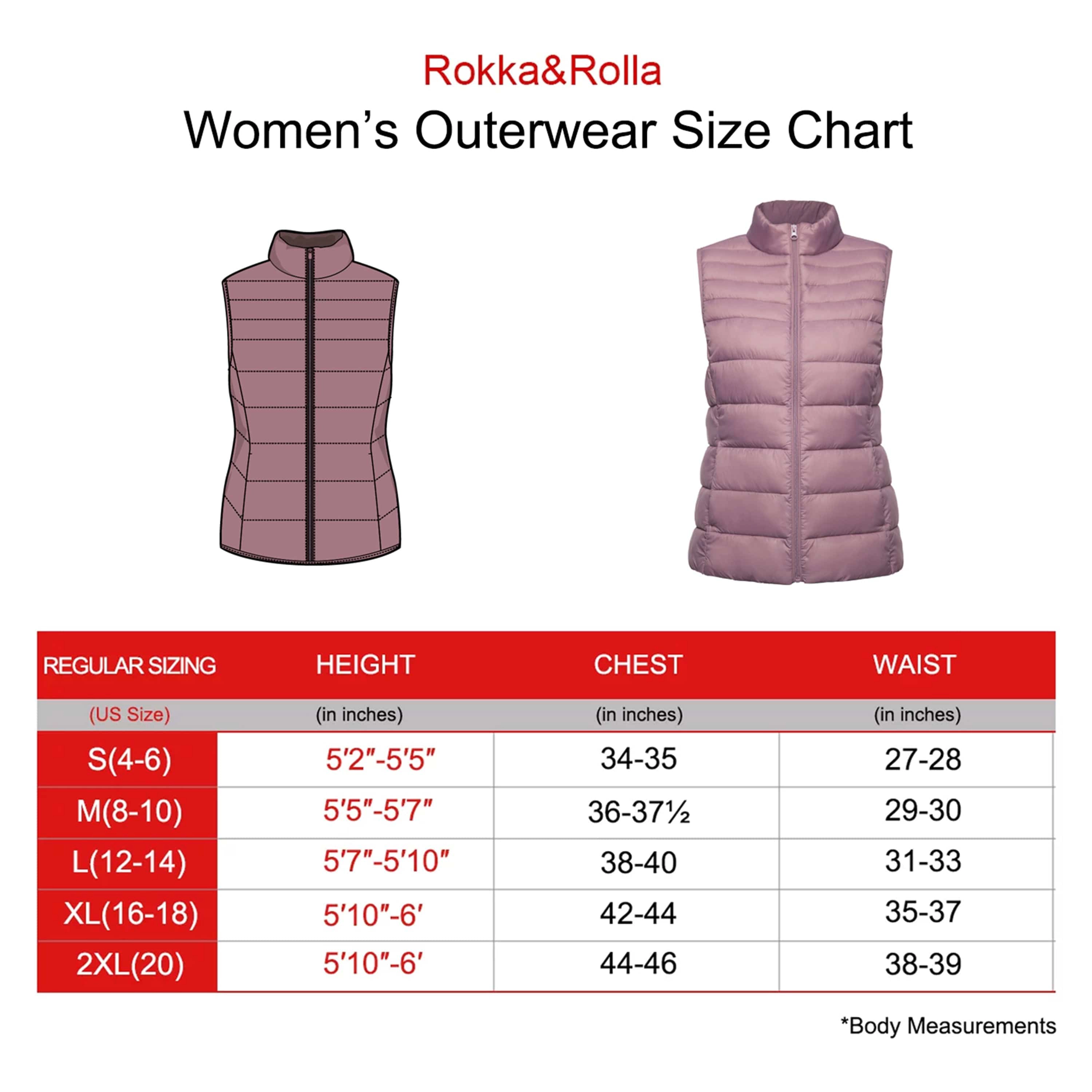 Rokka&Rolla Womens Lightweight Water-Resistant Puffer Vest