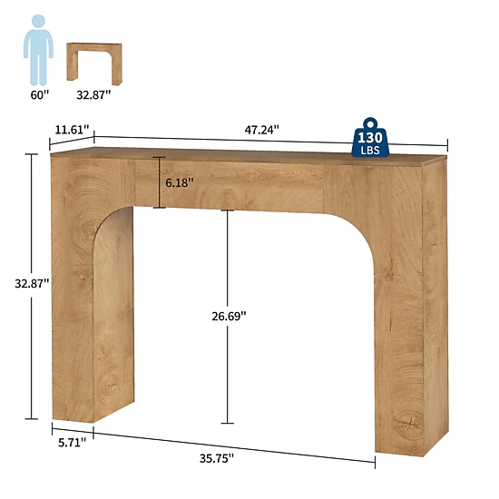 BebreezChic 47 Inch Farmhouse Console Table, Narrow Wood Entryway Table ...