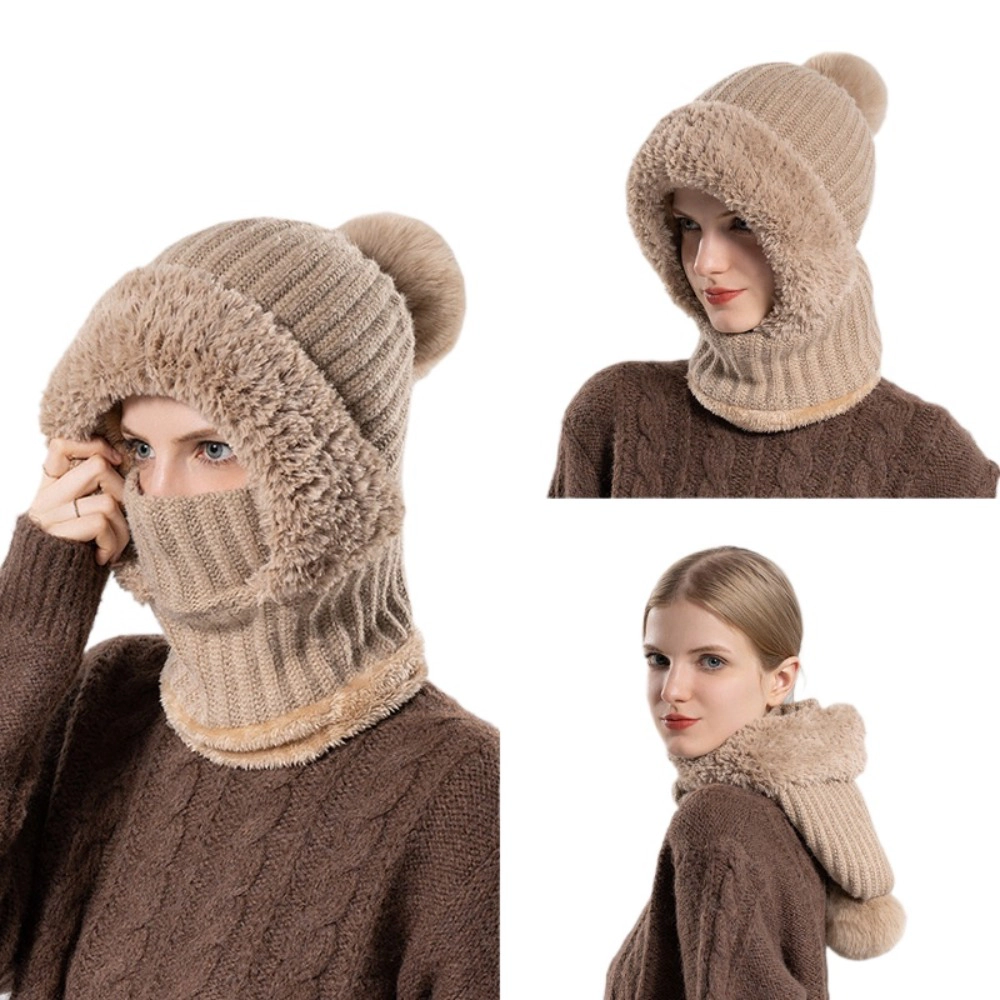 Wardrobe Whimsy Womens Knit Beanie Hat Fleece Lined Scarf Mask Set Snow Caps