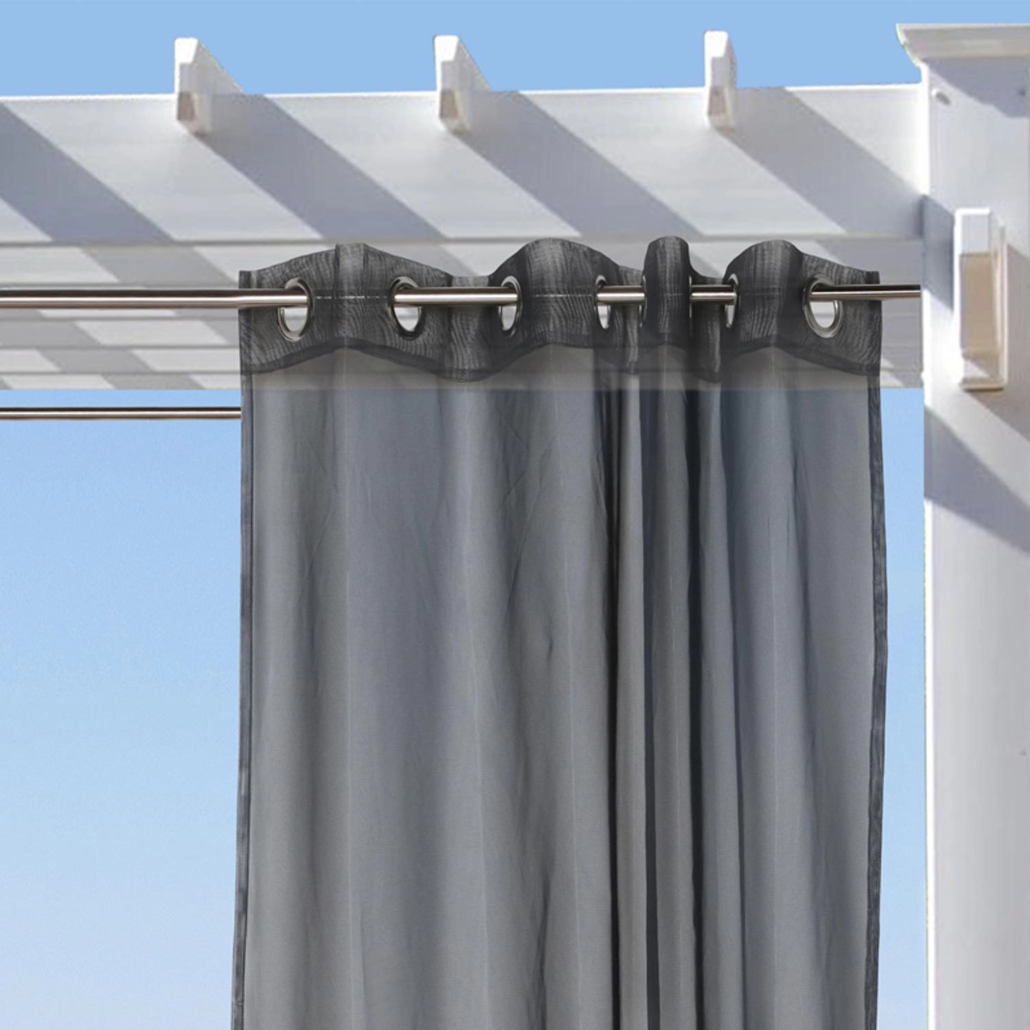 Commonwealth NO SEEM Curtain Grommet Top Panel 8 Matt Silver Grommets - 50"x108" - Black
