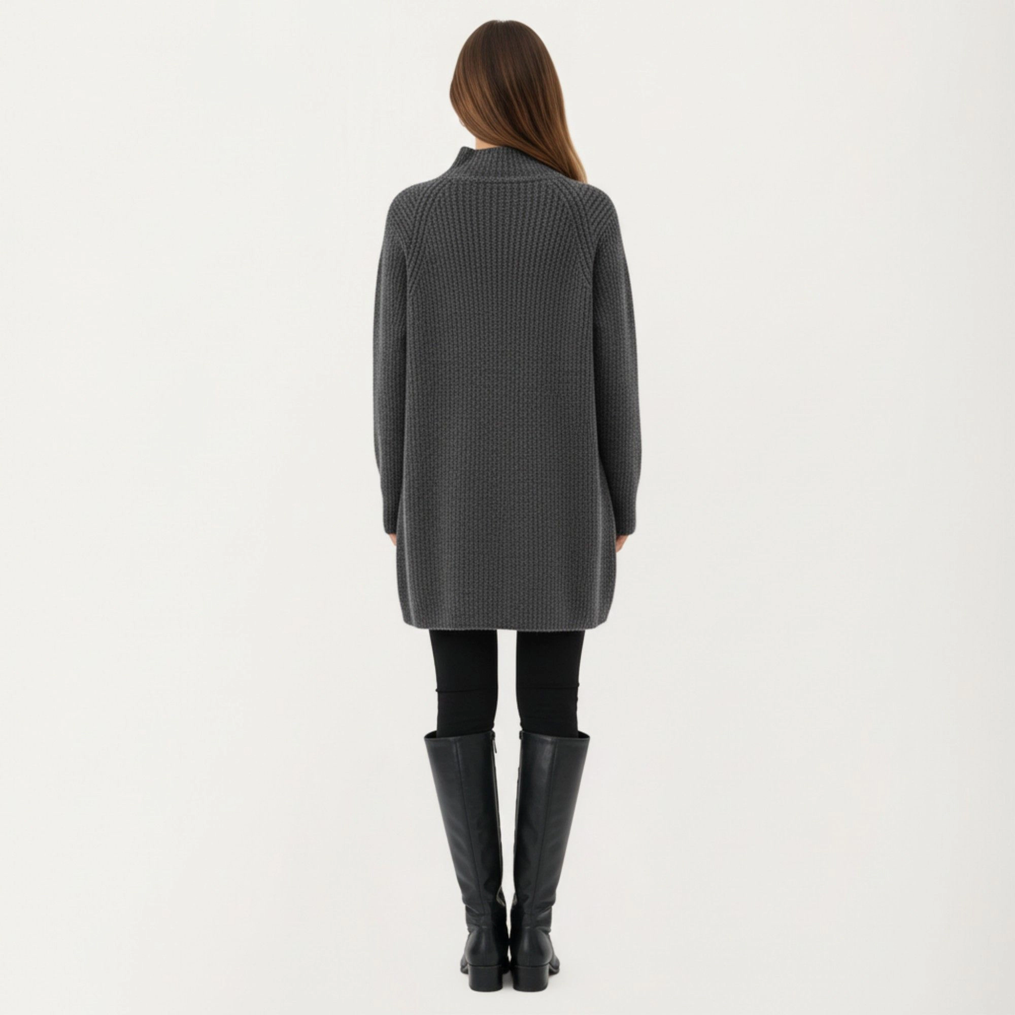 Anna-Kaci Women's Textured Knit Mock Neck Ribbed Maternity Sweater Dress