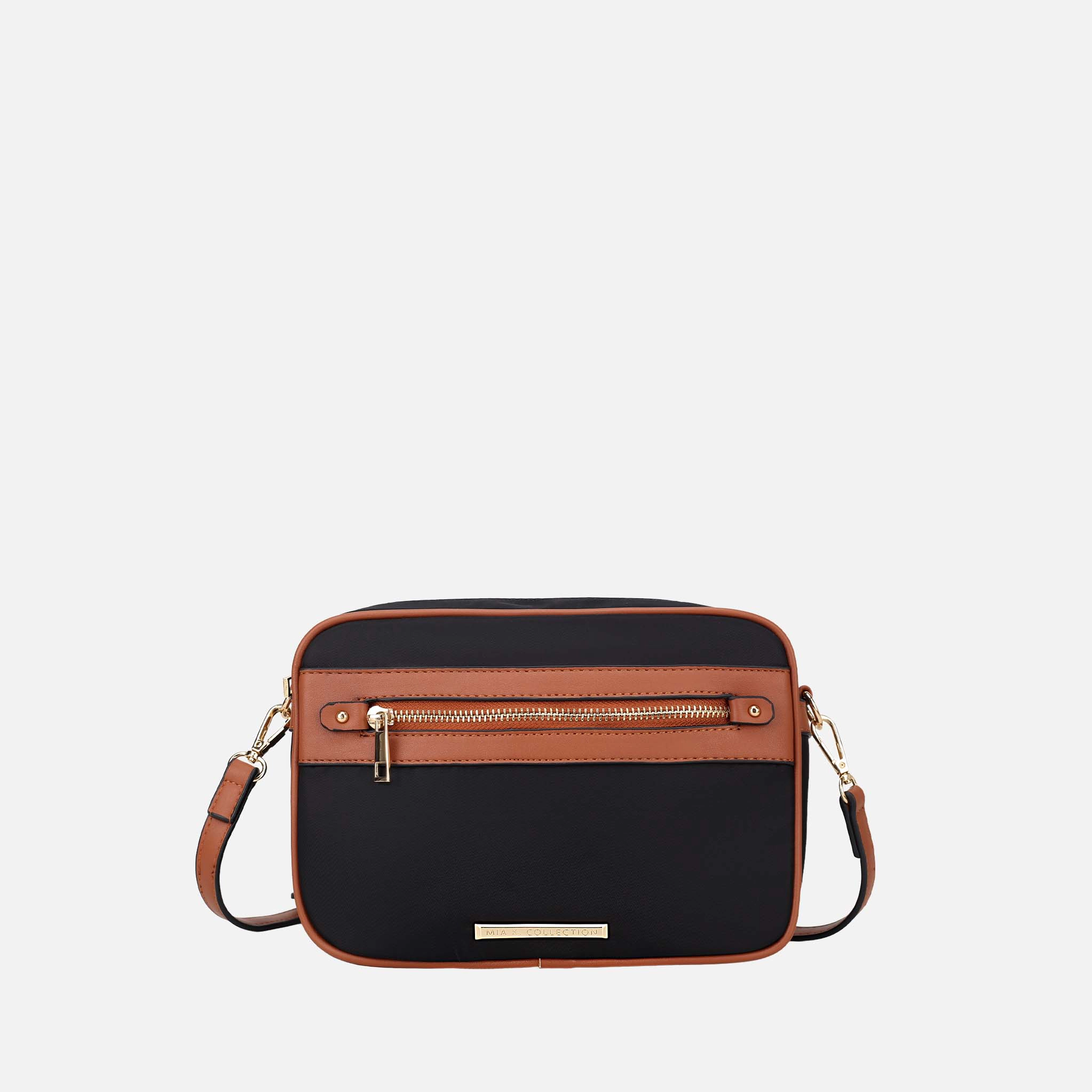 Mia K Collection Jimena Nylon Shoulder Bag with Vegan Leather Trim