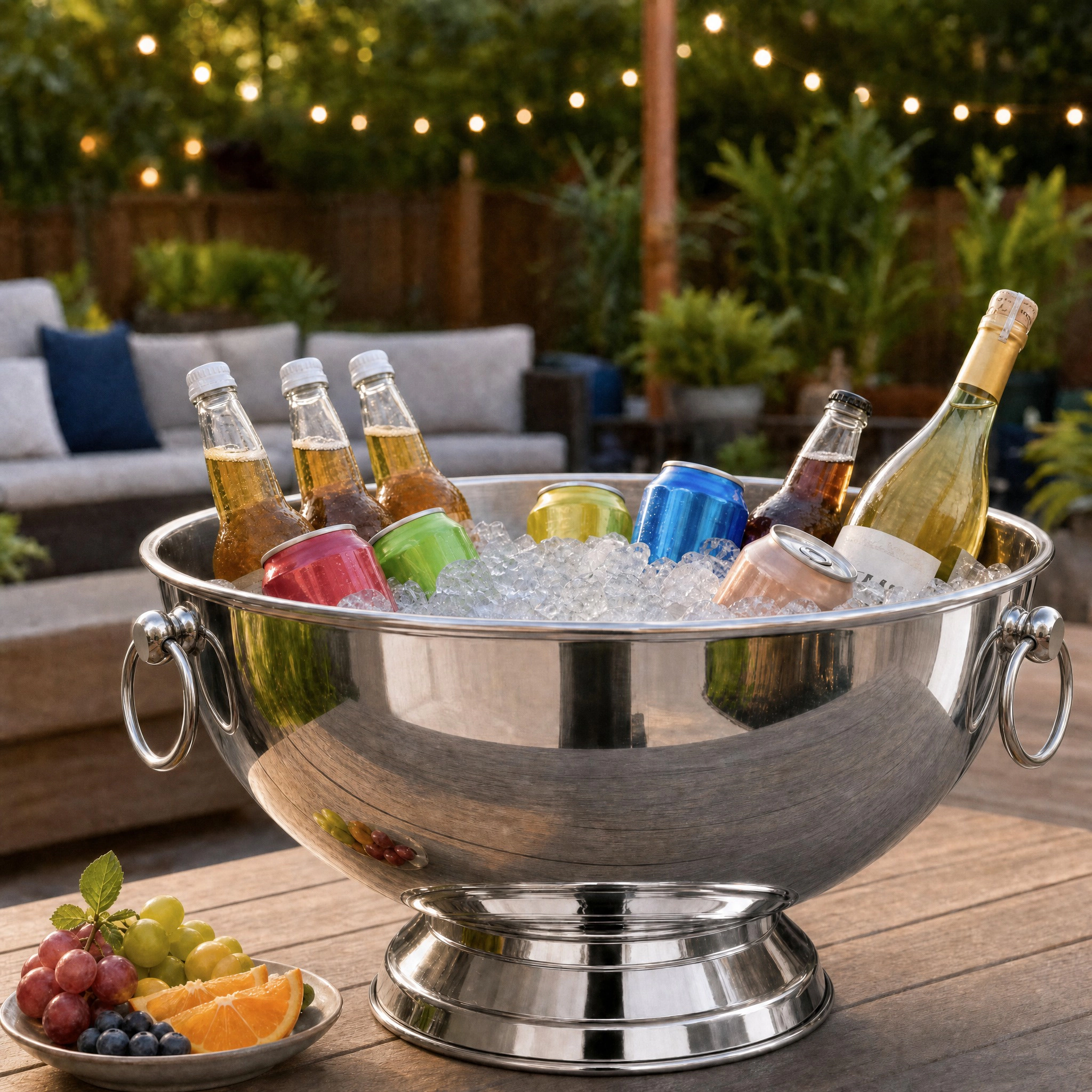 Mega Casa Stainless Steel Ice Bucket with Scoop Large Beverage Tub for Parties