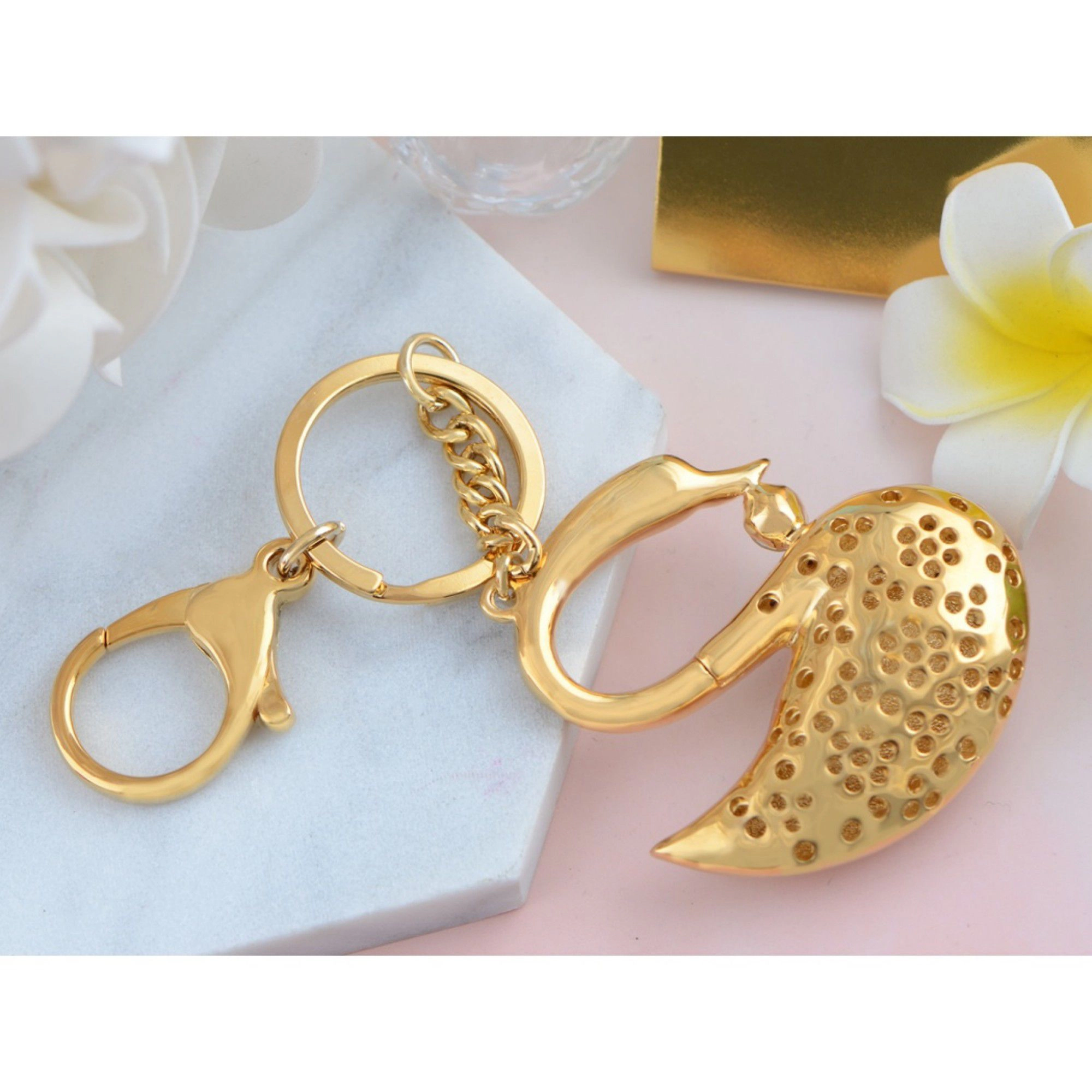 Alilang Women's Swan Keychain Charm with Faceted Teardrop Stone and Crystal Accent Body