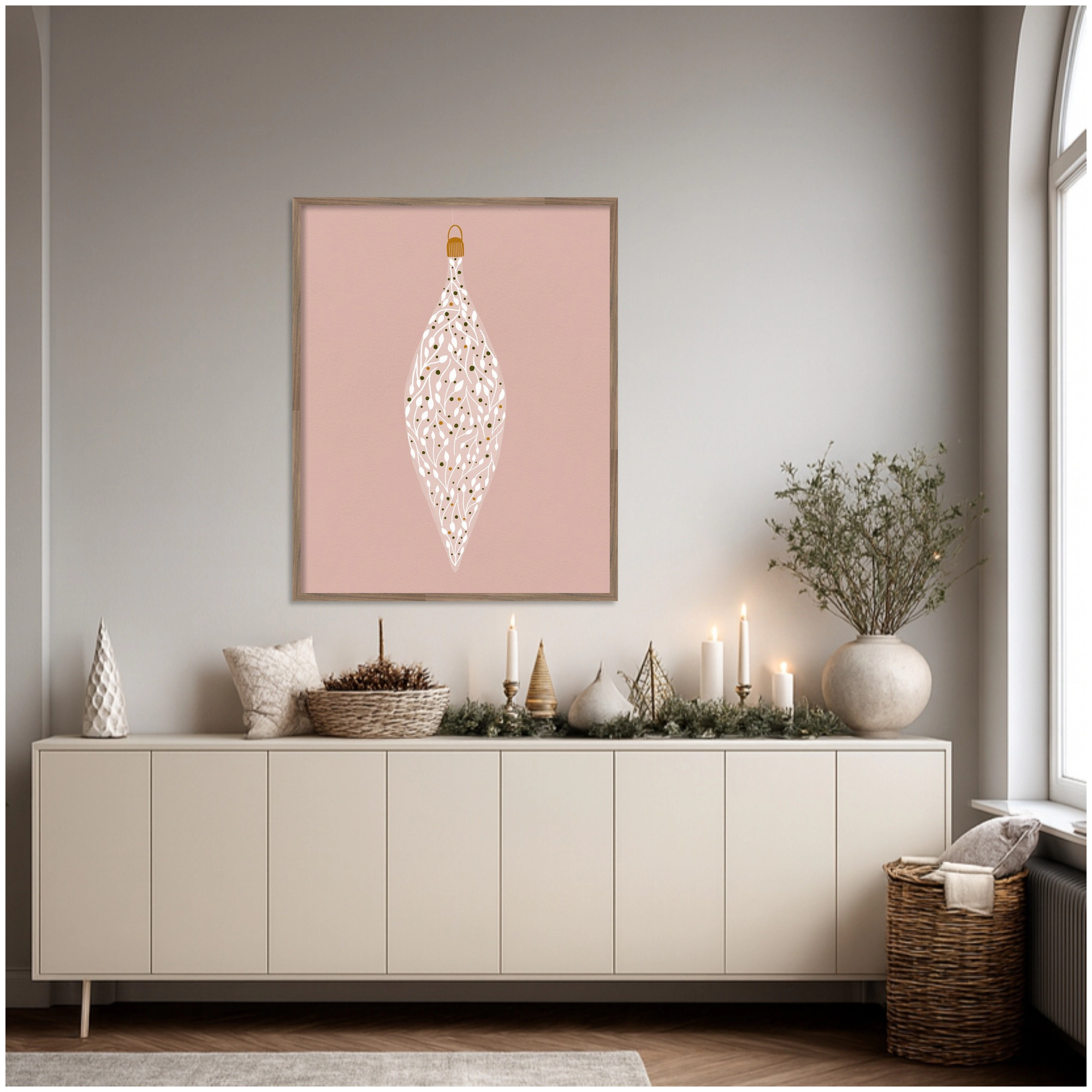 Amanti Art Ornament On Pink 2 by Katie O'shea Framed Canvas Wall Art Print