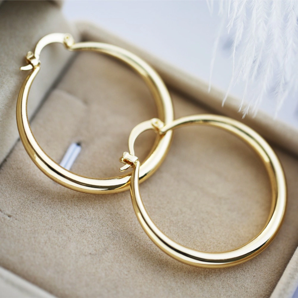 Minimalist Punk Smooth Large Round Hoop Earrings for Women