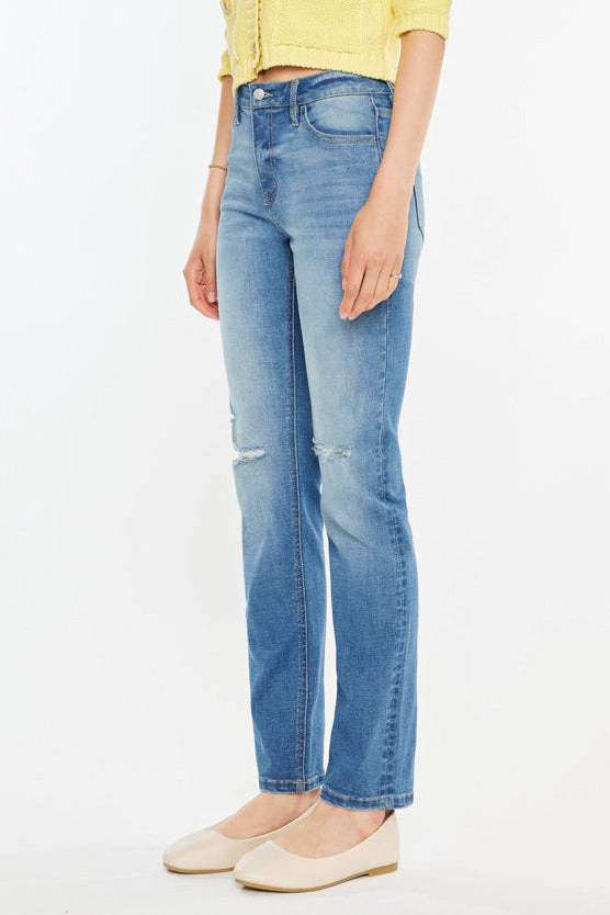 KanCan Women's Essentials High Rise Slim Straight Jeans Diana