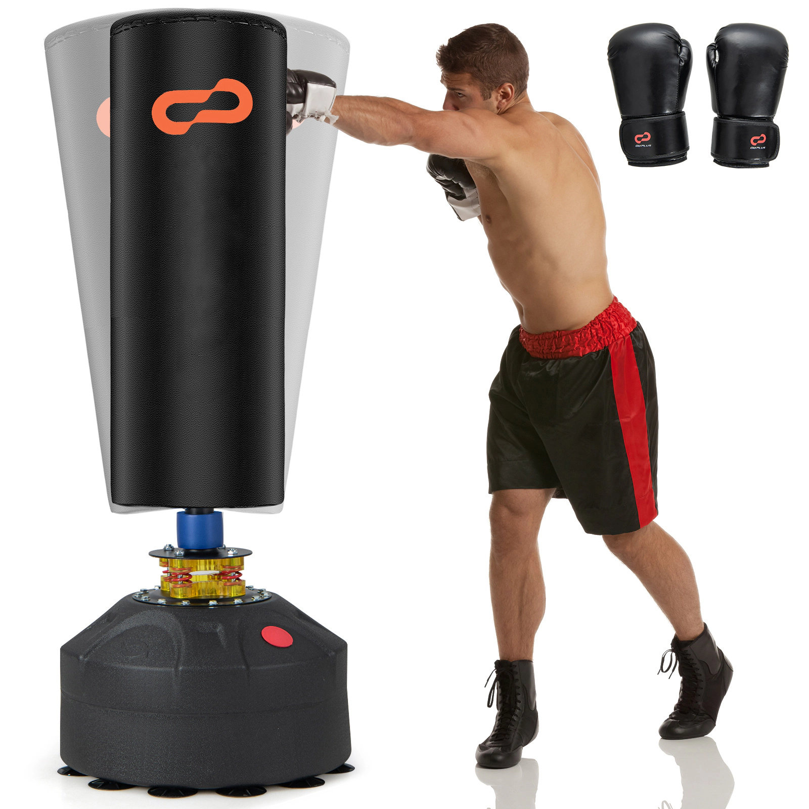 SUGIFT Freestanding Punching Bag Kickboxing Bag with Stand and Suction Cup Base 68-in Tall Black