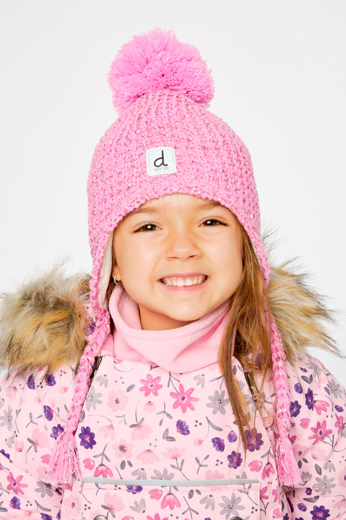 Deux par Girls Marled Winter Peruvian Knit Hat with Pompom