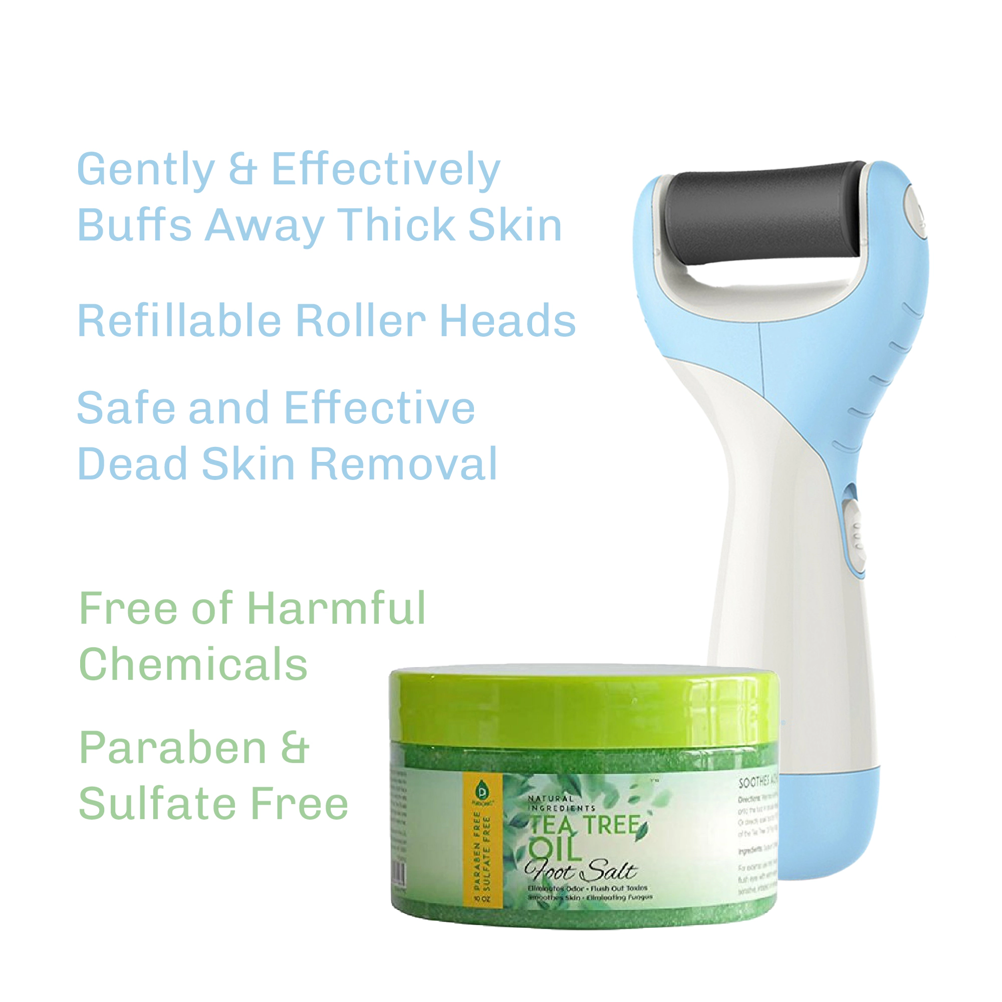 Pursonic Unisex Foot Care & Pedicure Essentials Bundle Tea Tree Oil Foot Salt & Pedi Perfect Foot File