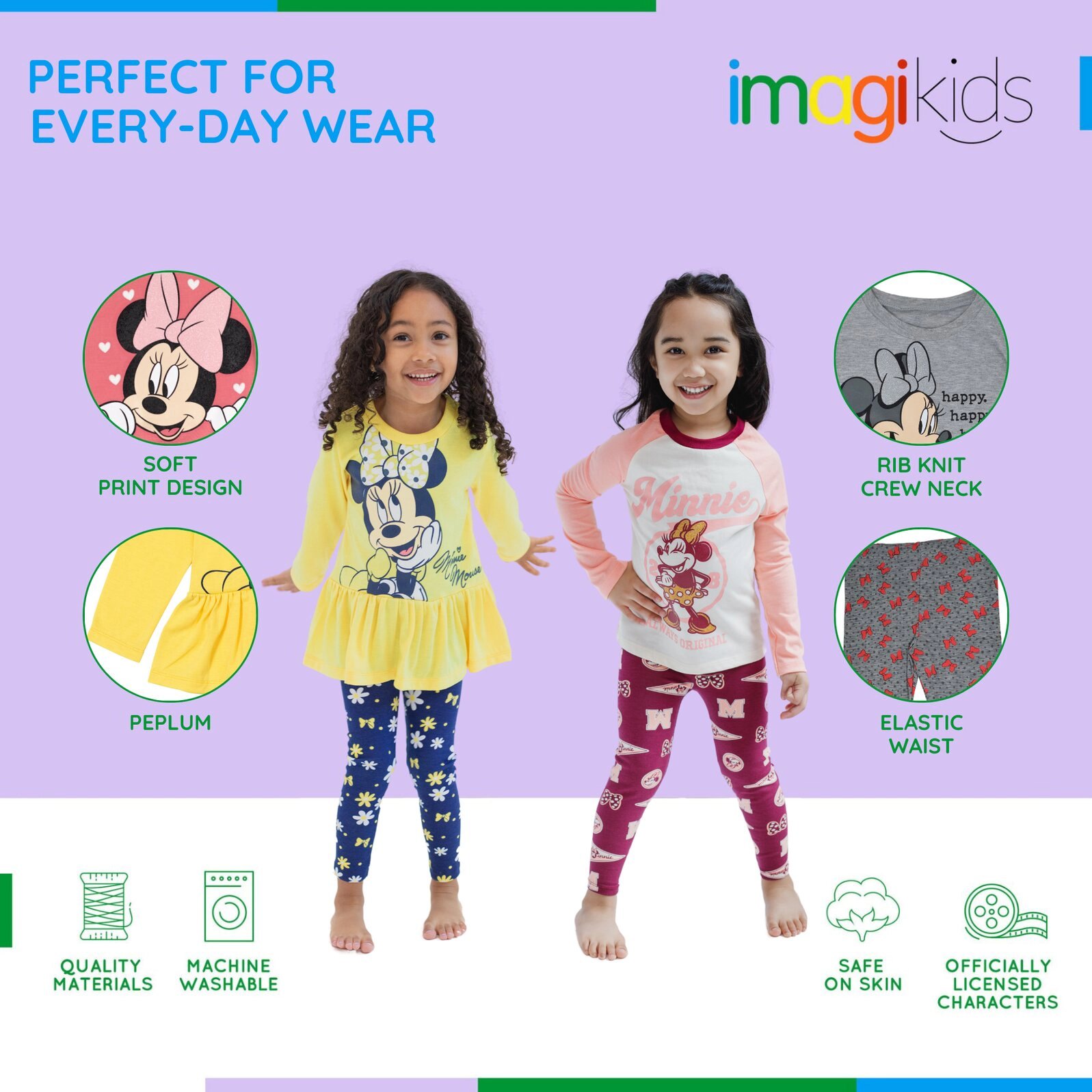 Disney Minnie Mouse Girls' Glitter 2-Piece Tee and Leggings Set