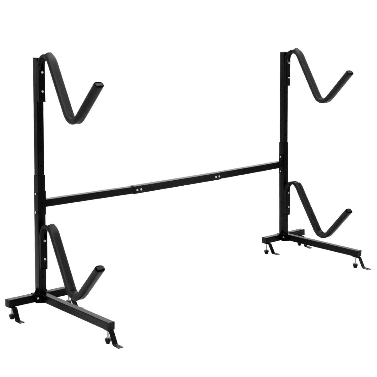 SUGIFT Adult Black Dual Kayak Storage Rack with 6 Adjustable Hook Levels 8-ft W 4.5-ft H 175-lb Load Capacity
