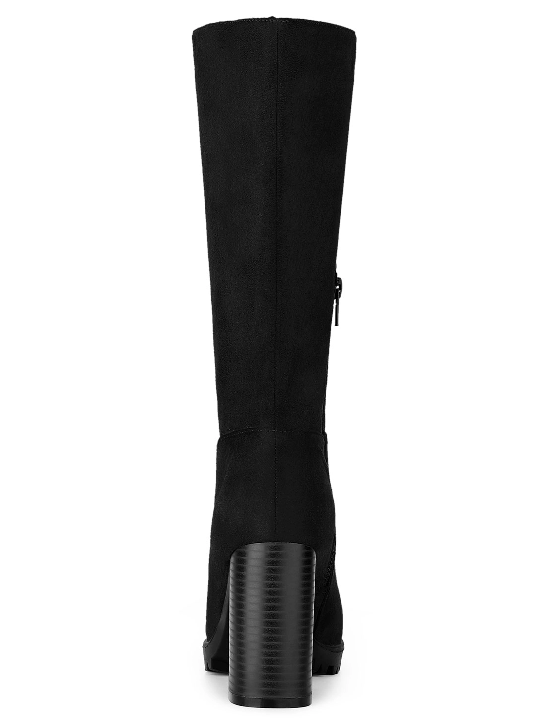 BLISSFUL STEP Women Mid Calf Block Heel Boots