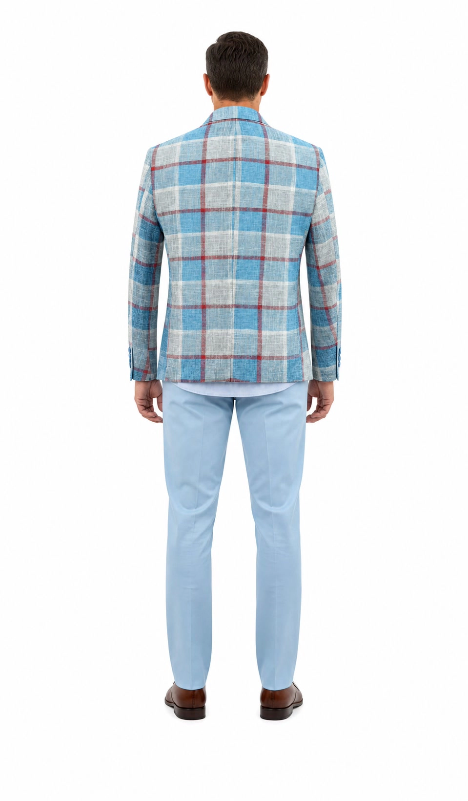 Elie Balleh Men's Slim Fit Big Plaid Sports Blazer