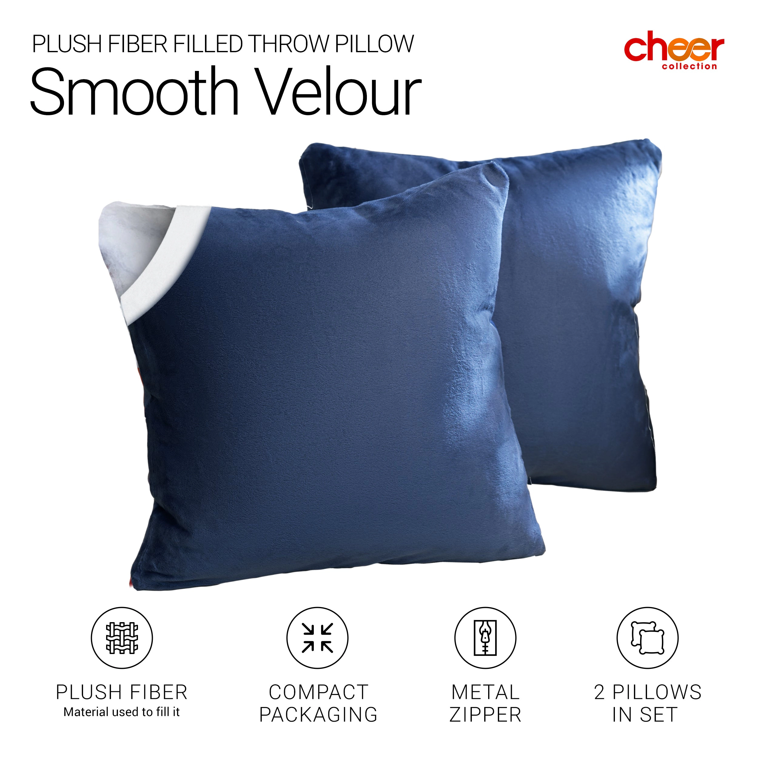 Cheer Collection Velour Accent Throw Pillow, x in