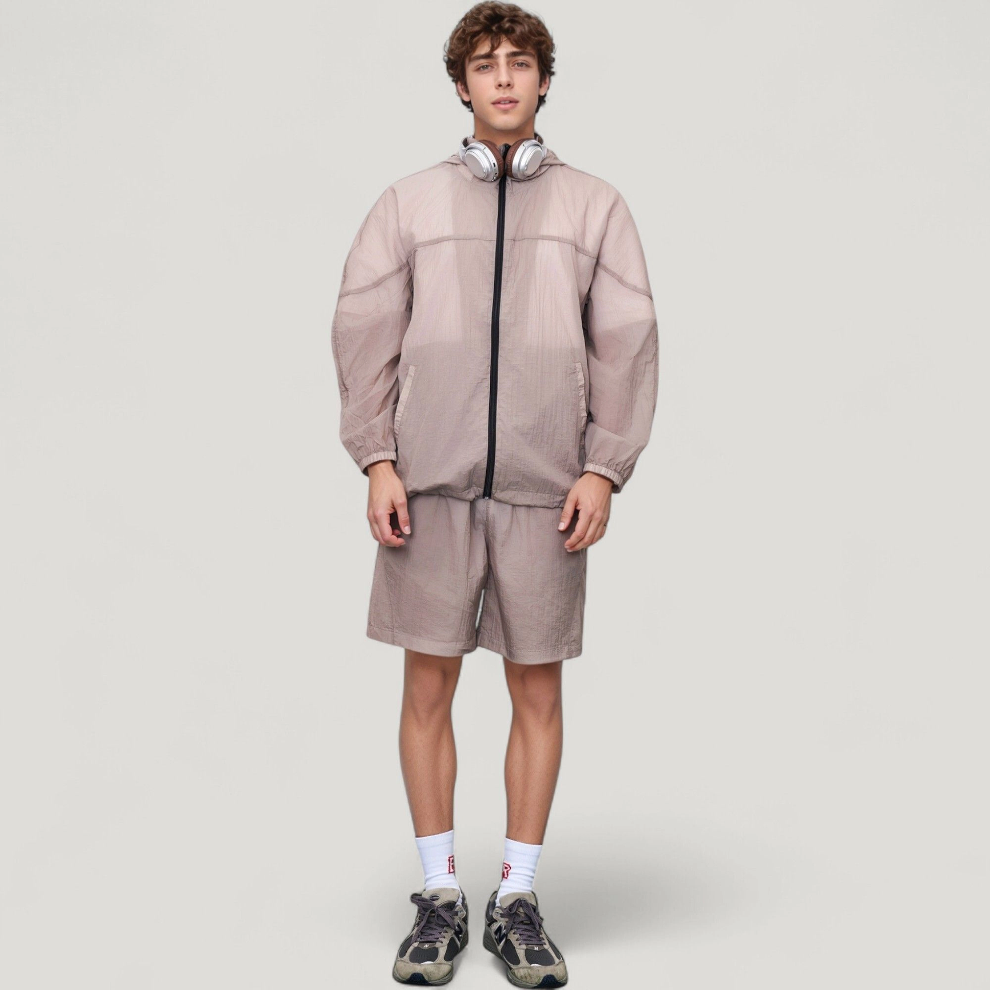Anna-Kaci Men's Hooded Zip-Up Sun Protection Jacket with Lightweight Design and Relaxed Fit