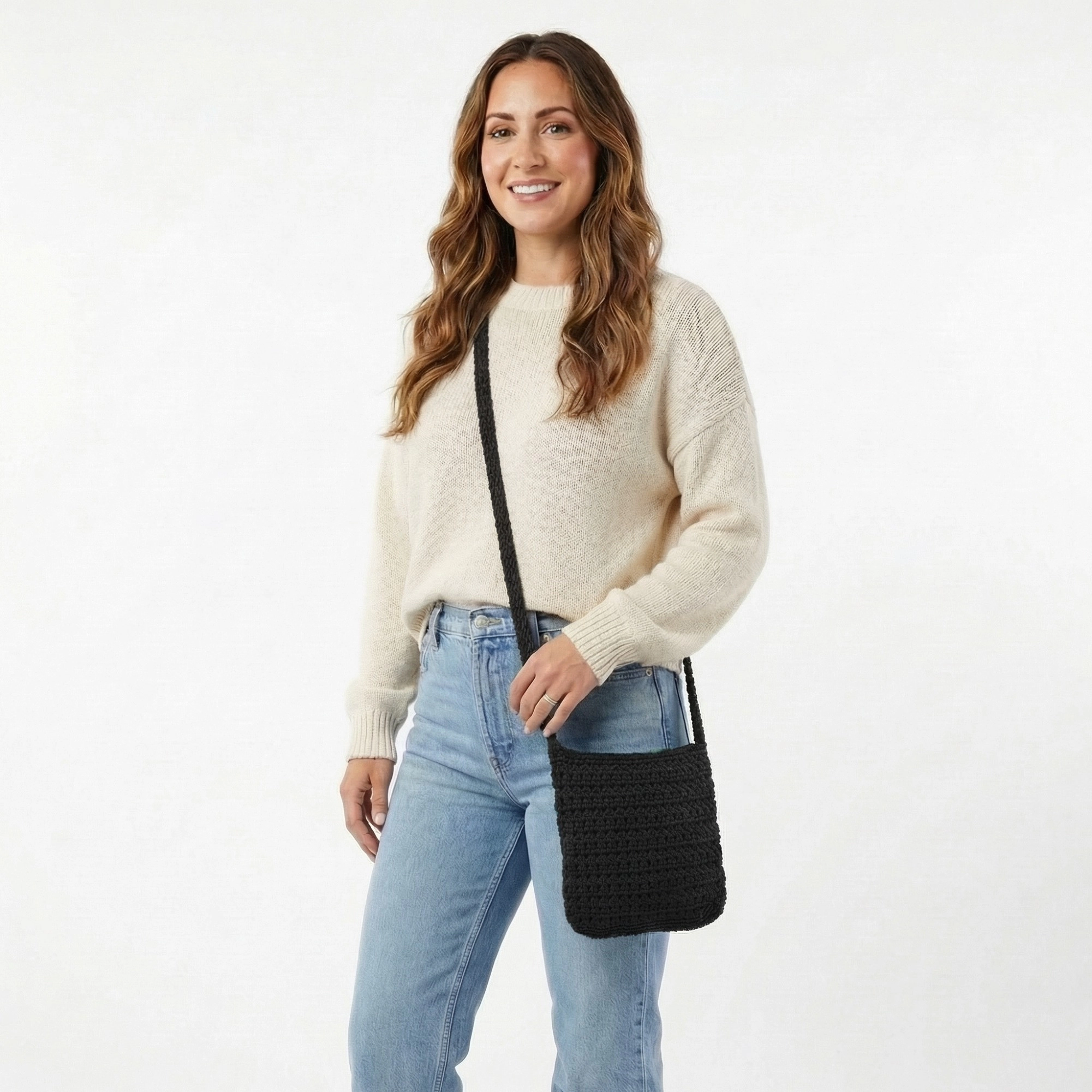 CTM® Women's Crochet Crossbody Handbag Boho Casual Shoulder Bag