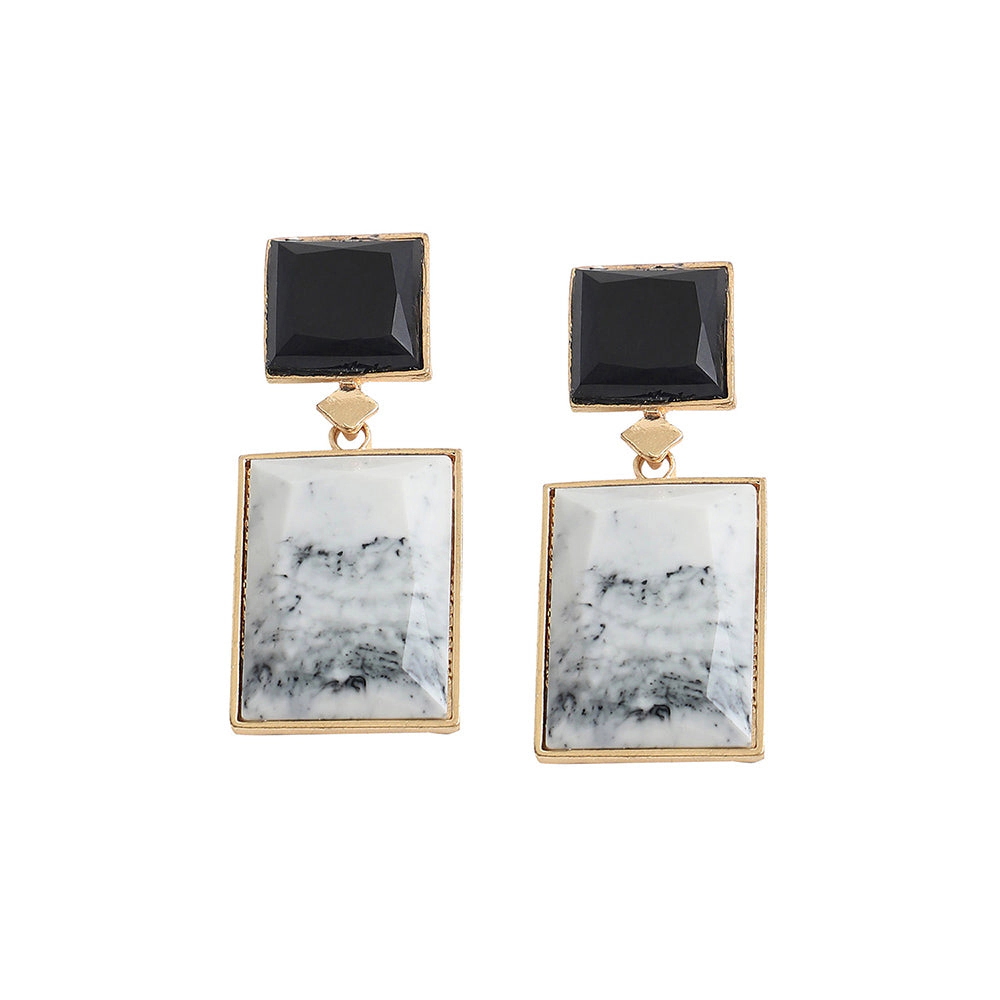 SOHI Women's Black Stone Drop Earrings