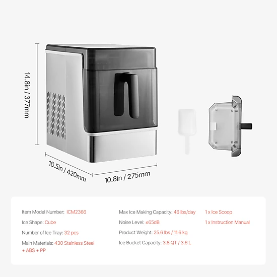 HONGGE Countertop Ice Maker, Ready in 15 Mins, Self-Cleaning Portable Ice Maker