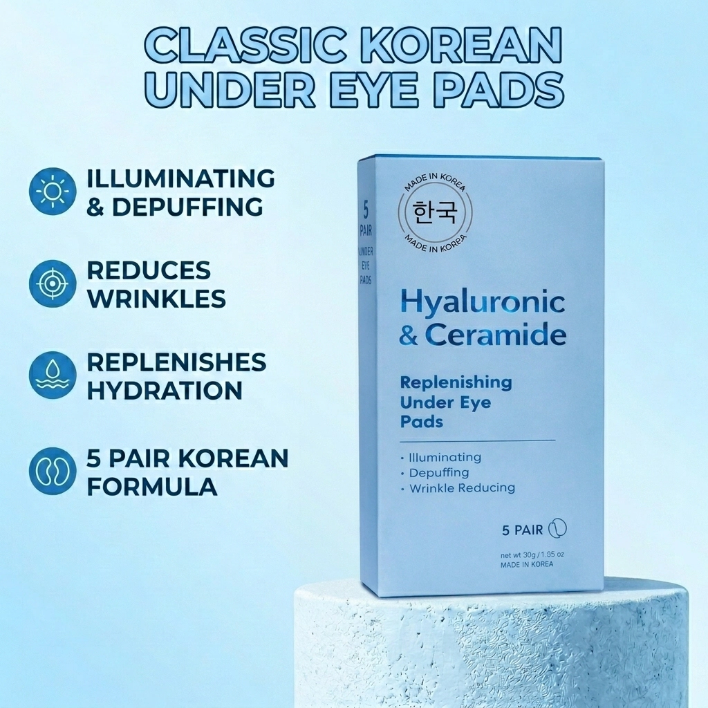 Lovery Hyaluronic & Ceramide Under Eye Masks - Korean Skincare Hydrating Eye Pad Set - 5 pairs