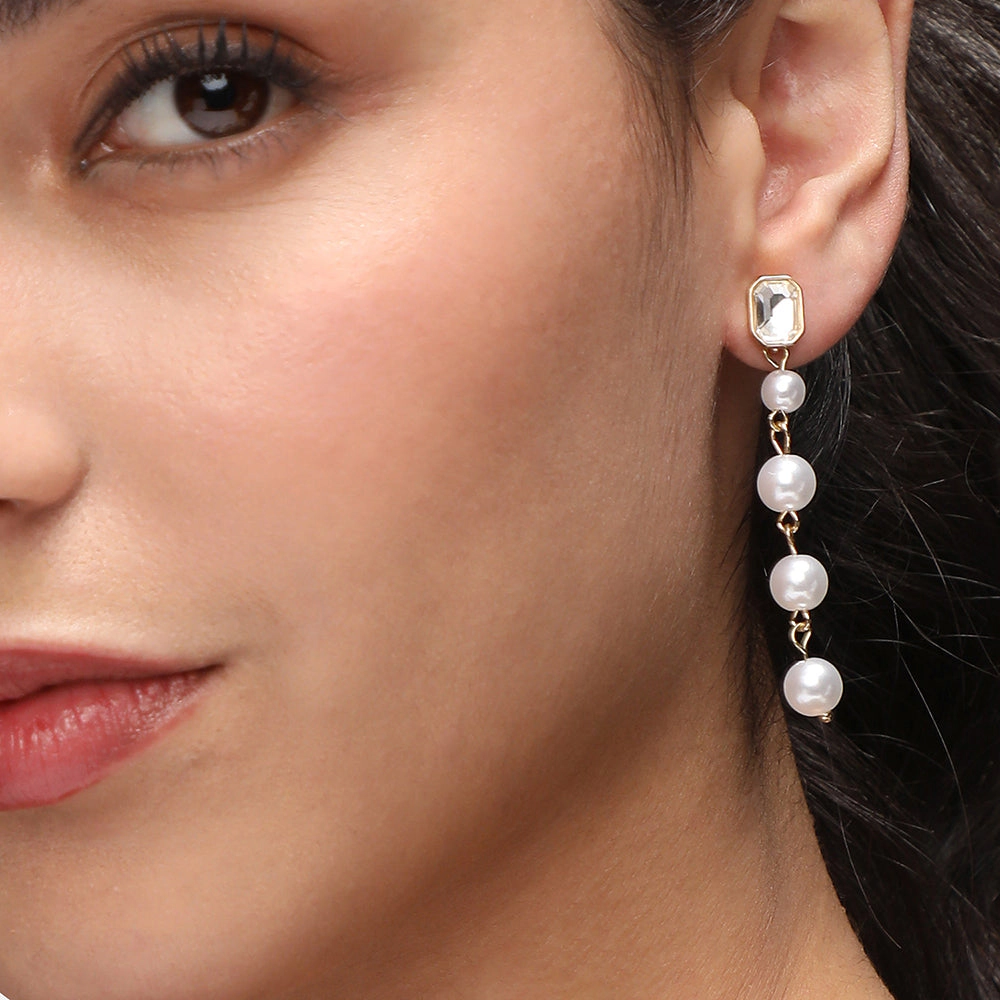 SOHI Women's Pearl Strand Drop Earrings