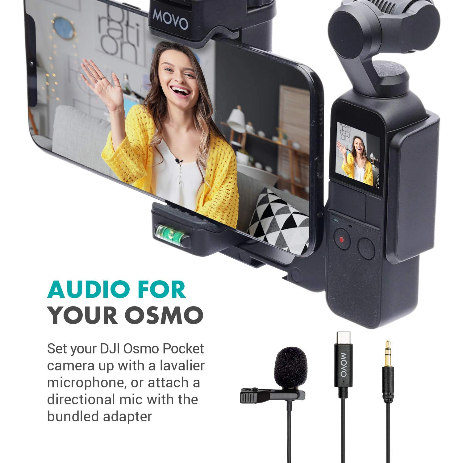 Movo DM1P Lavalier Microphone Compatible with The DJI OSMO Pocket