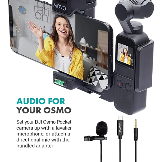 Movo DM1P Lavalier Microphone Compatible with The DJI OSMO Pocket