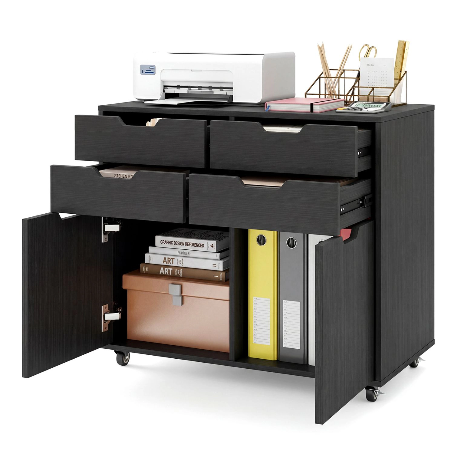 Slickblue 4 Drawer Storage Cabinet with Locking Wheels