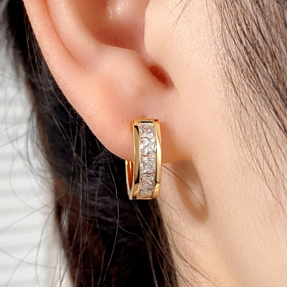 Wardrobe Whimsy Channel Set Cubic Zirconia Huggie Hoop Earrings