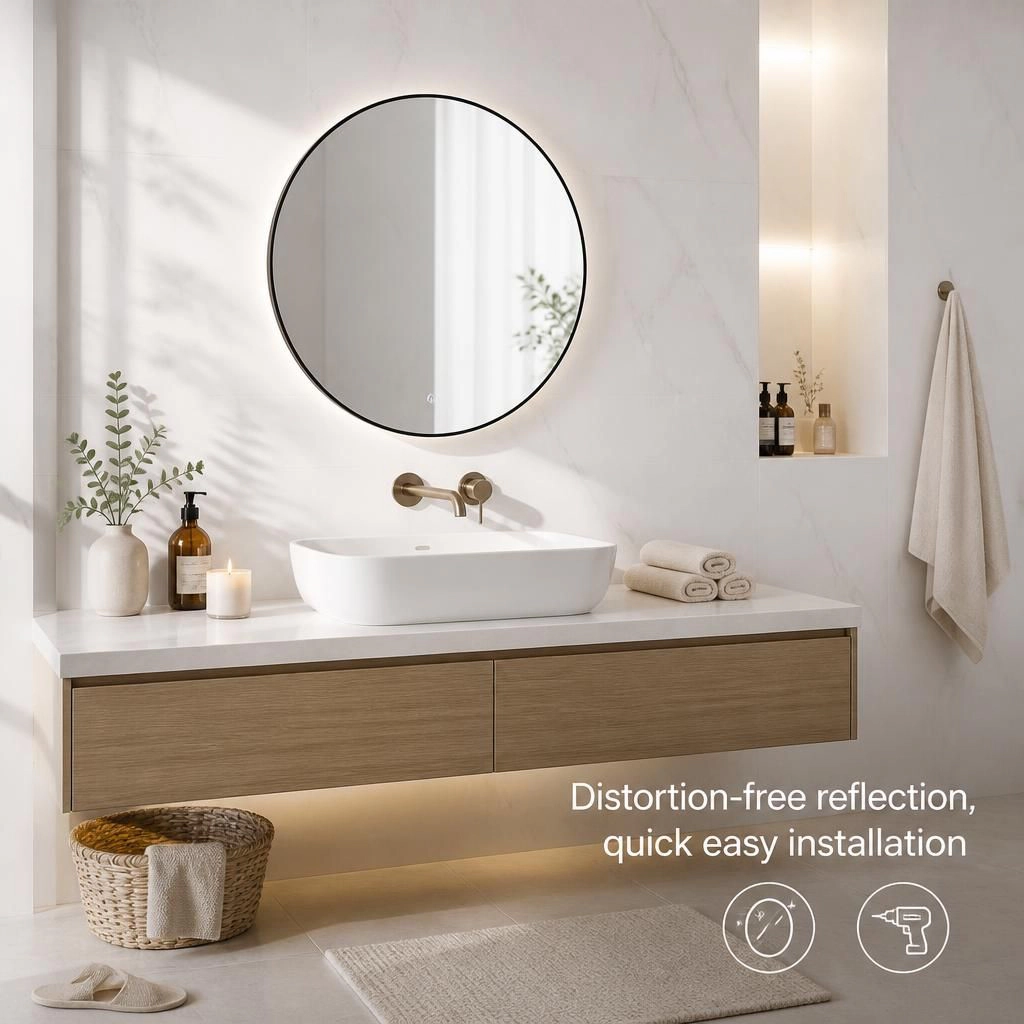 ELEMENT ACE 36 Inch Round Framed Vanity Mirror