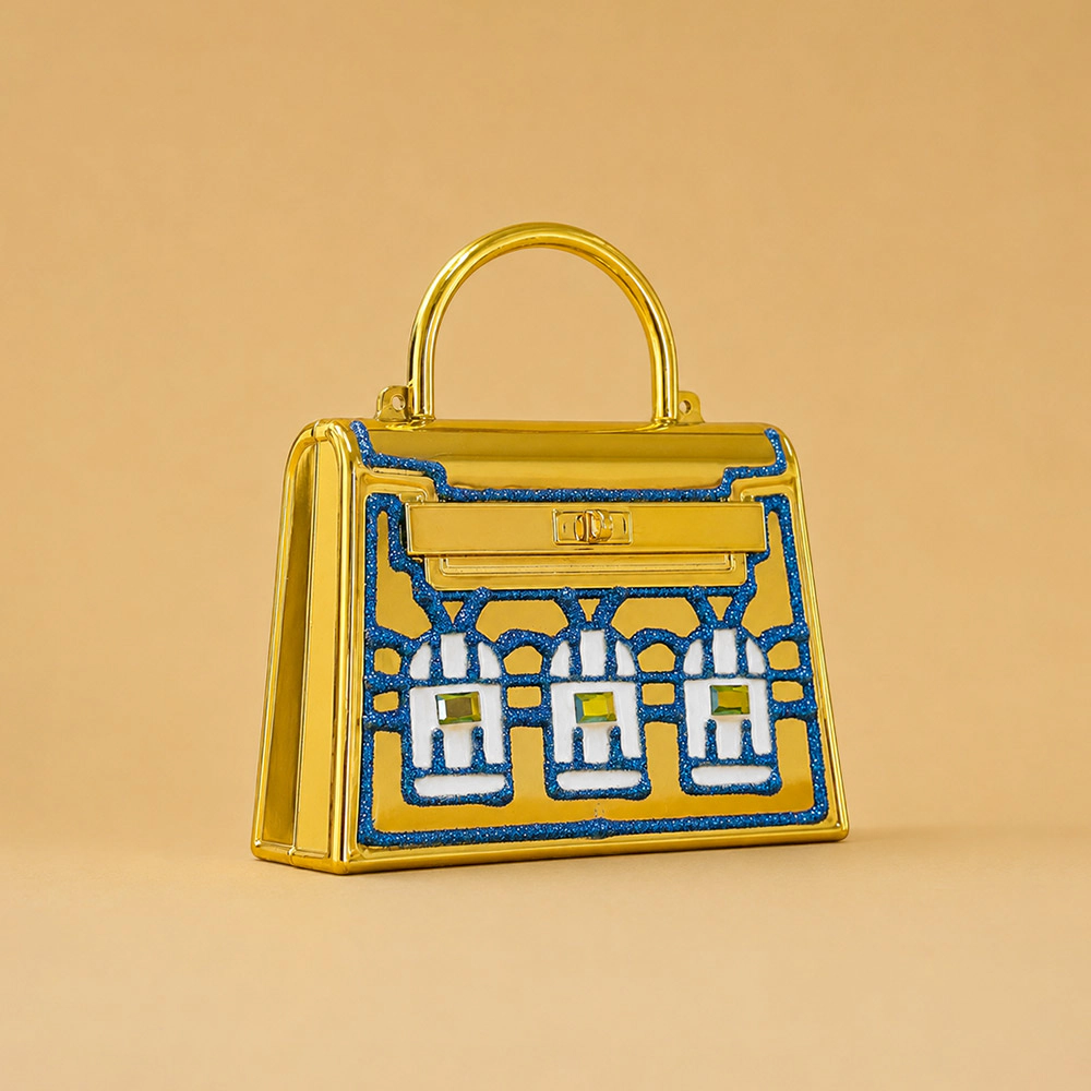 Fashnzfab Rhinestone Embellished Structured Mini Crossbody Handbag