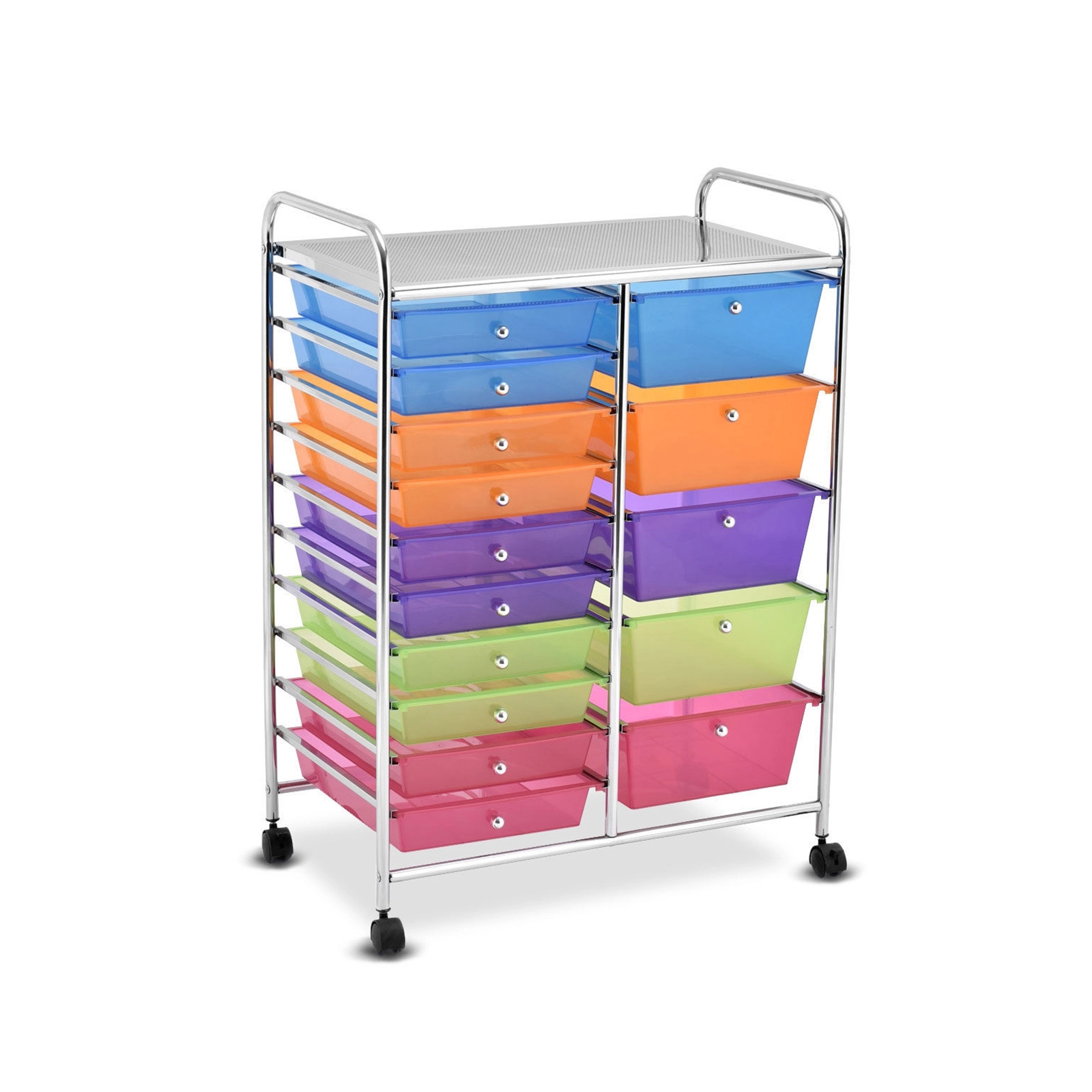 SUGIFT 25-in Wide 15-Drawer Rolling Storage Cart Utility Organizer with Locking Wheels and Removable Drawers