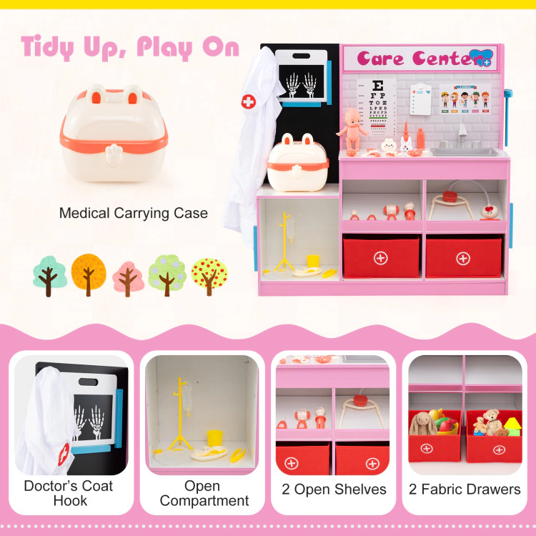 Hivvago Play Doctor's Office Wood Medical Center Toy Set with Examine Region