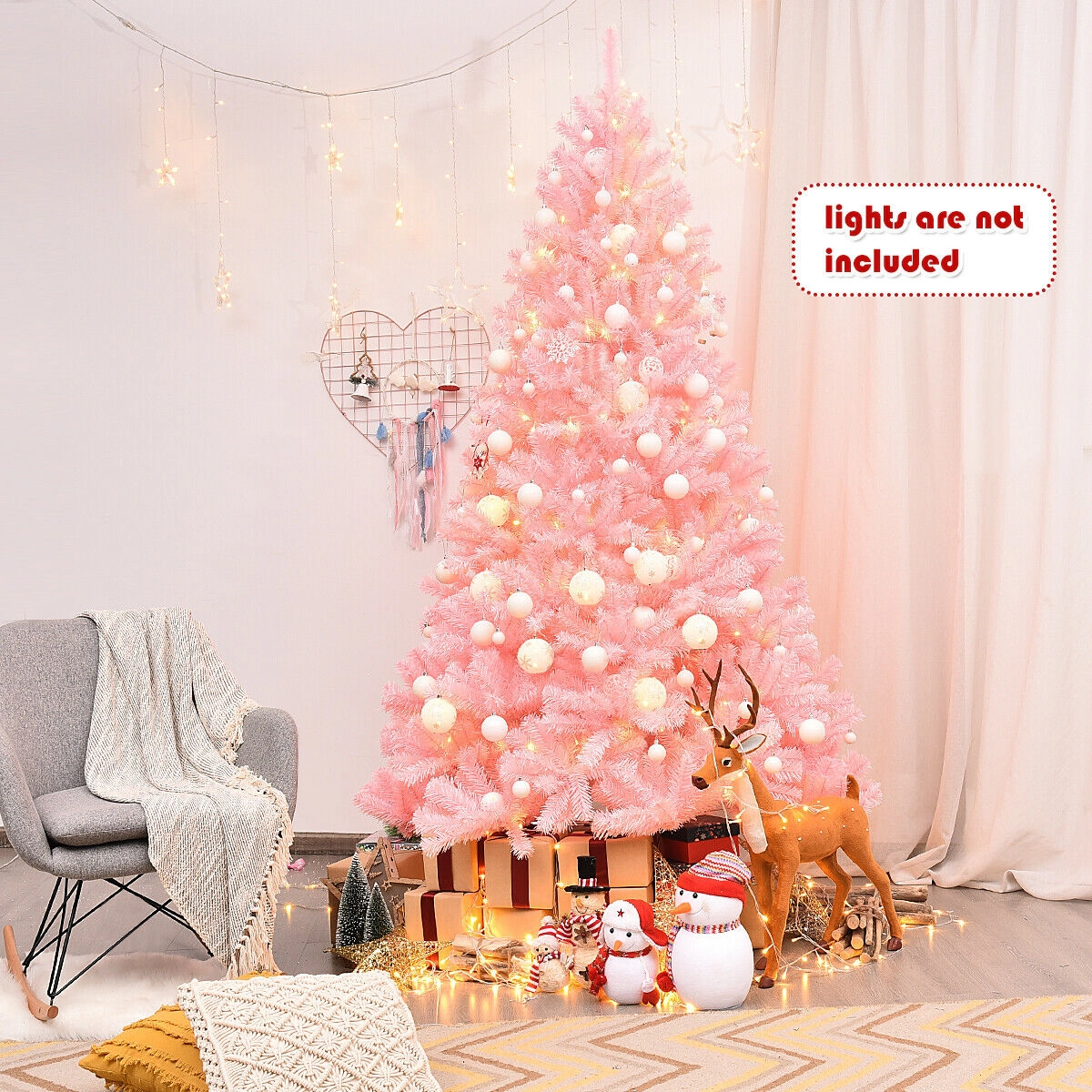 LJG 7.5 Feet Hinged Artificial Christmas Tree Full Fir Tree