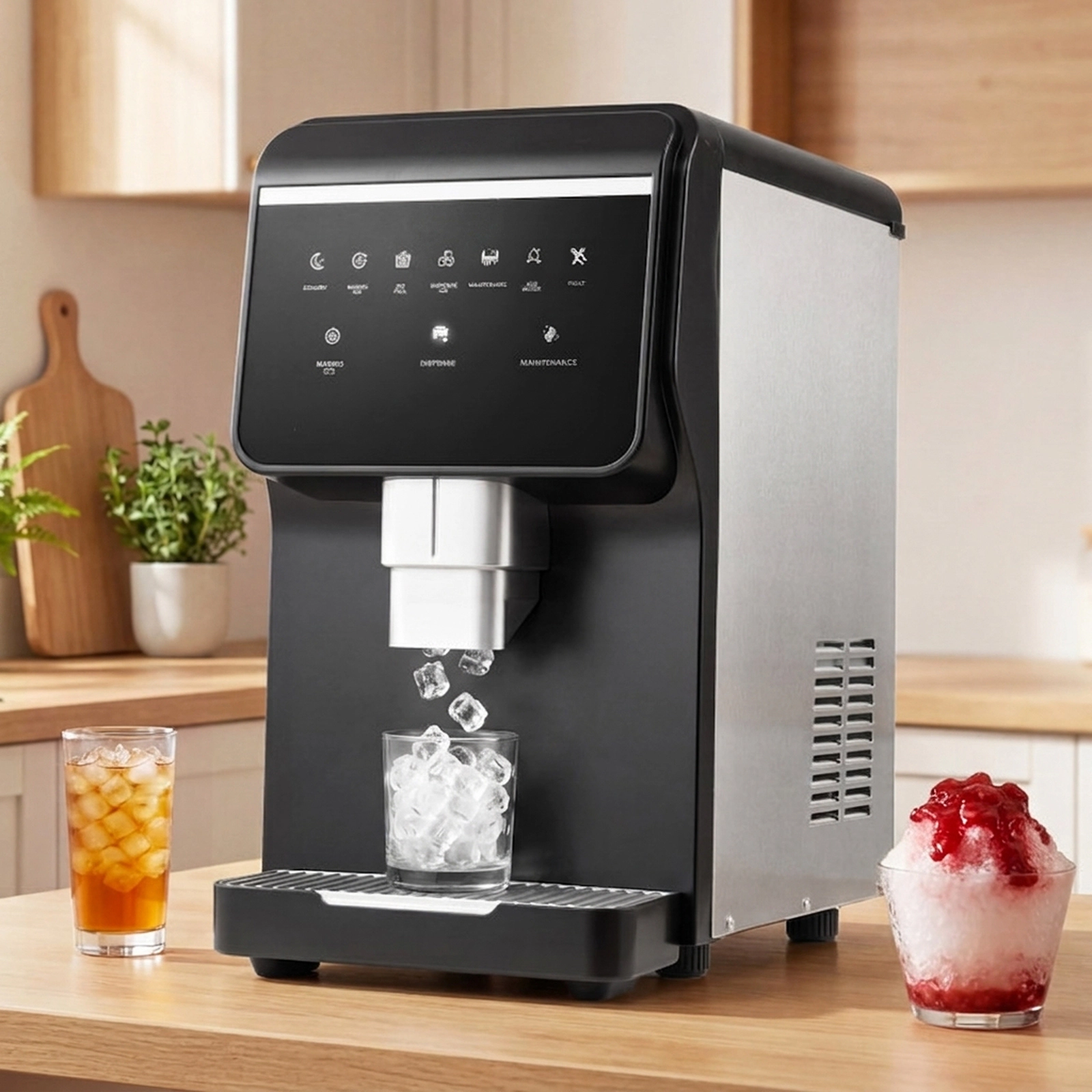 SUGIFT Nugget Ice Maker with Self Dispensing Chewable Pellet Ice Machine 80-lb Per Day Black + Silver