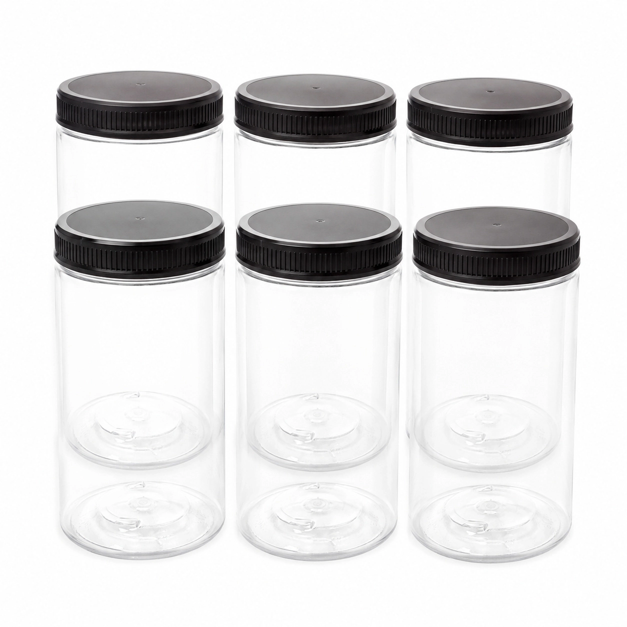 WZK Clear Plastic Airtight Lids Food Safe PET Plastic Food Storage Jars