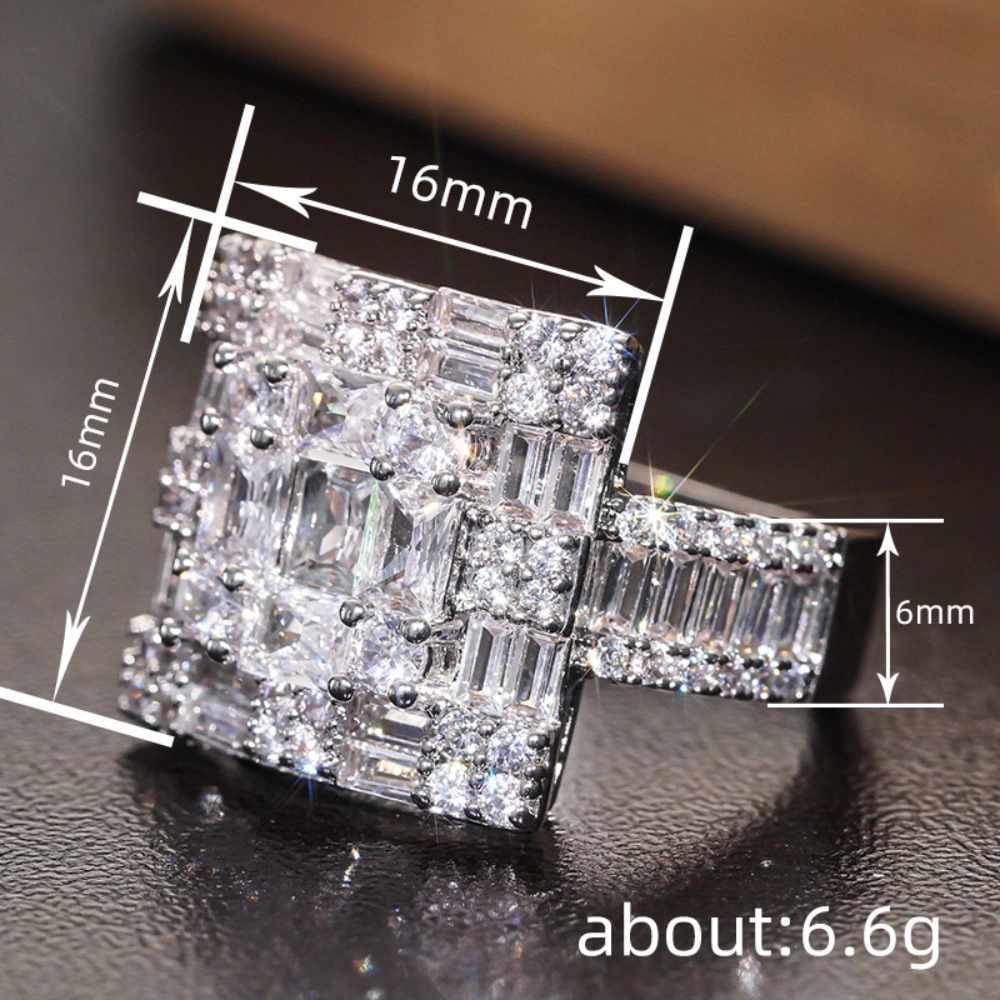 Modern Geometric Facet Cubic Zirconia Ring for Women