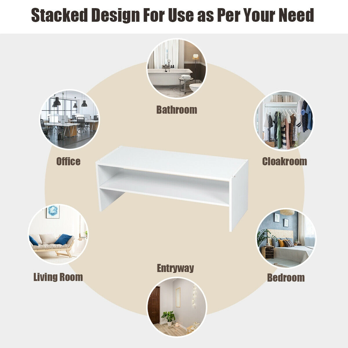 Glintex 3-Piece Modular Shoe Rack Set with Waterproof Chipboard Shelves, White