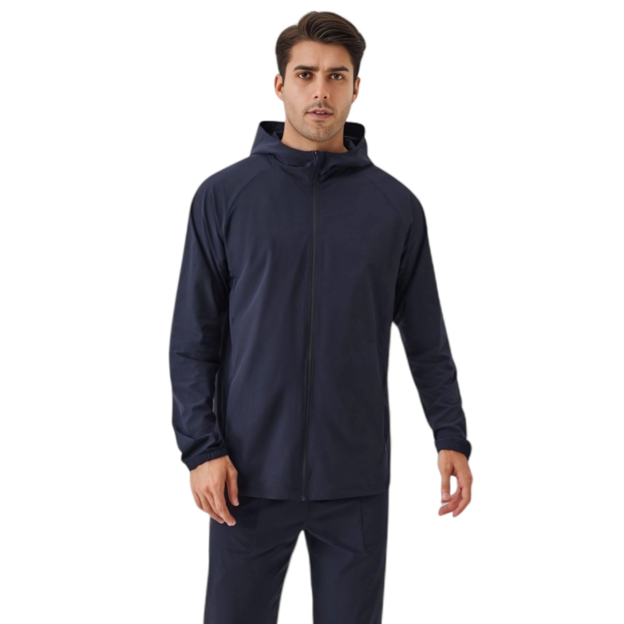 Anna-Kaci Men's Lightweight Zip-Up Hoodie Jacket with Adjustable Hood and Side Pockets