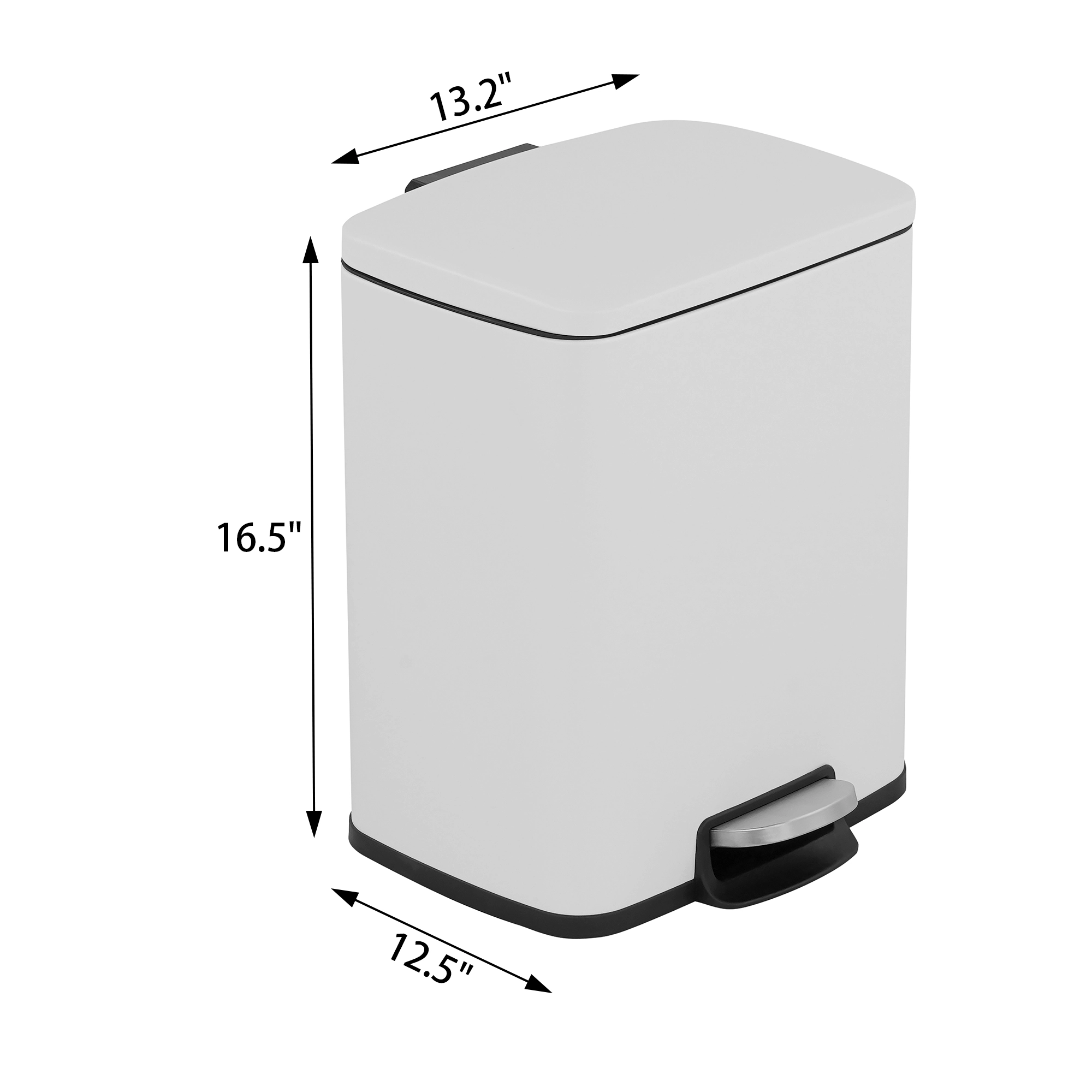 Innovaze 5.3 Gal./20 Liter Rectangular  Stainless-Steel-Made  Matt White Step-on Trash Can for Kitchen