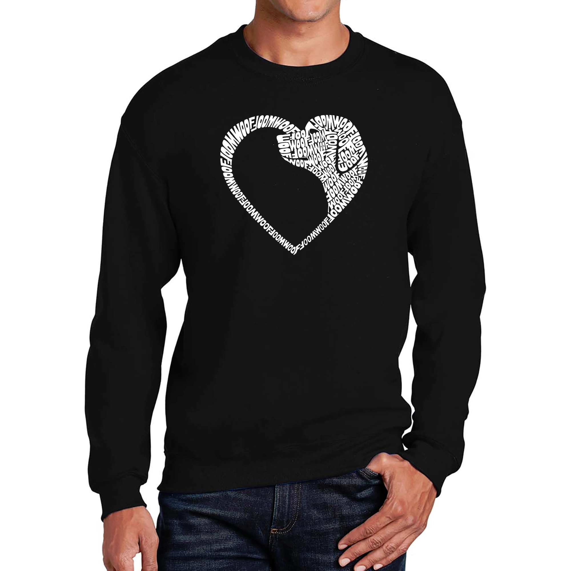 LA Pop Art Dog Heart - Men's Word Crew Sweatshirt