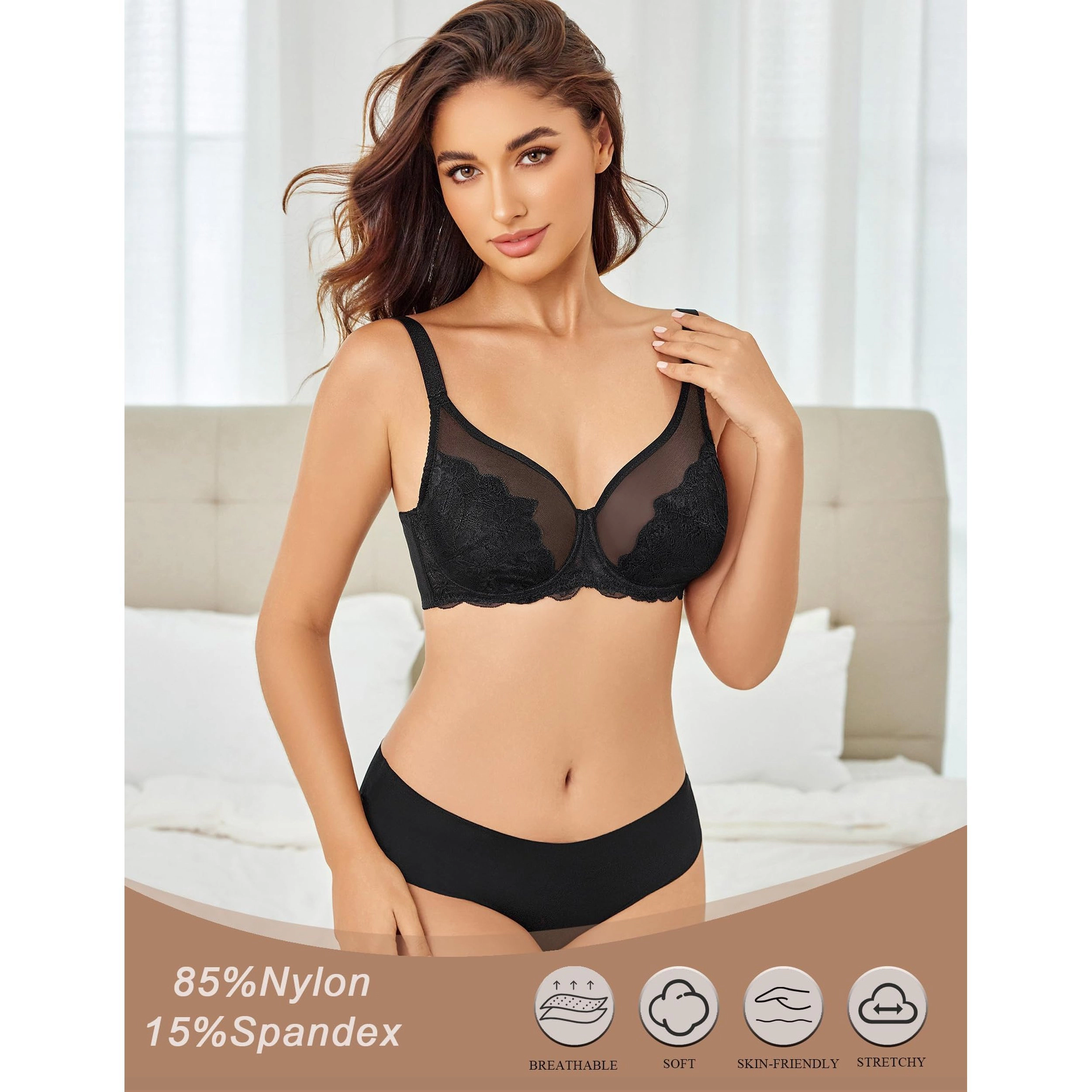 Avidlove Women's Minimizer Mesh Underwire Bra