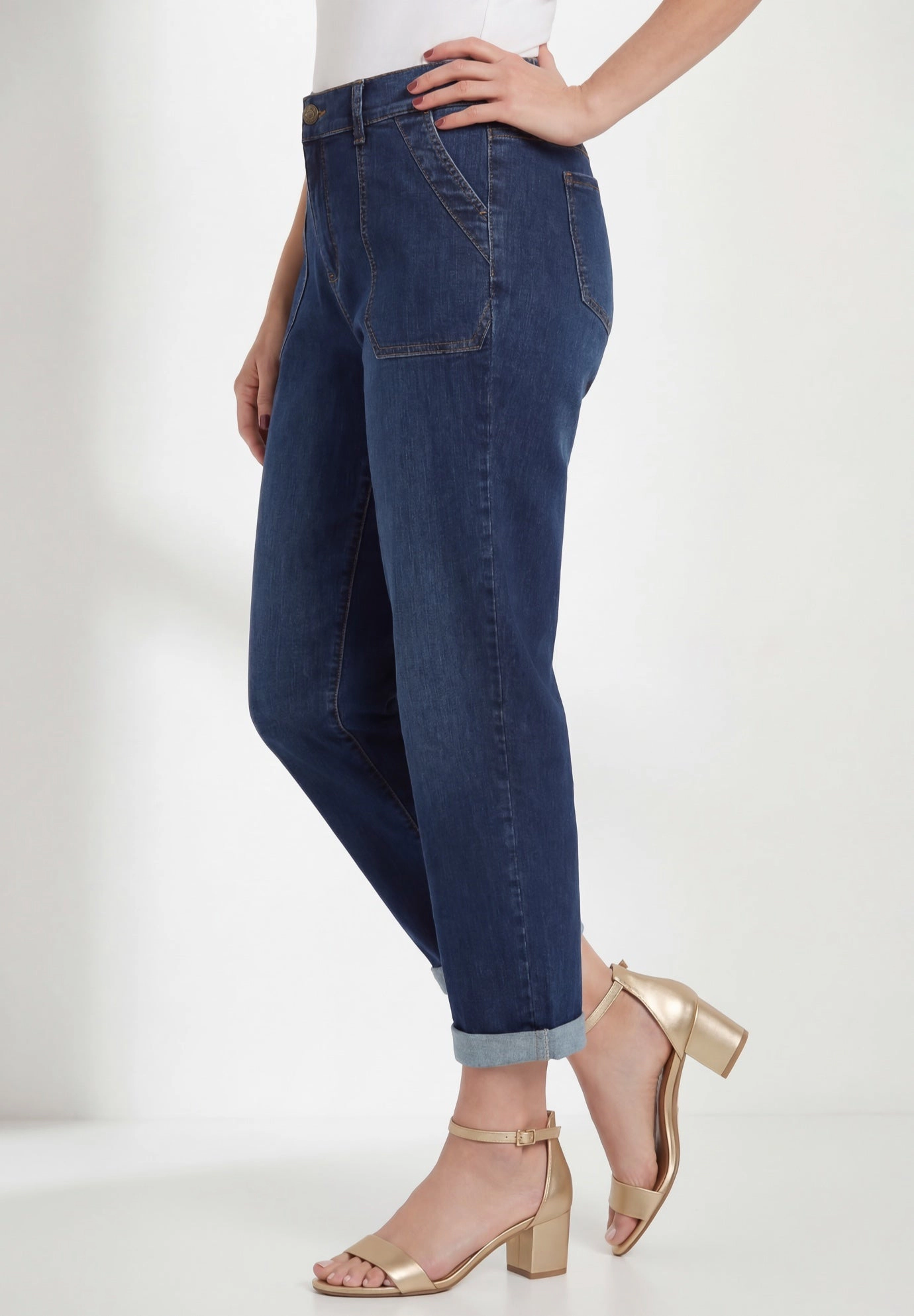 Catherines Women's Plus Right Fit Moderately Curvy Roll Cuff Jean