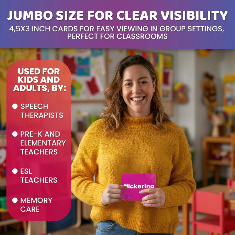 QUOKKA Vocabulary & Sight Words Flash Cards for Kids Beginners – Action Verbs, Matching Early Learning Set