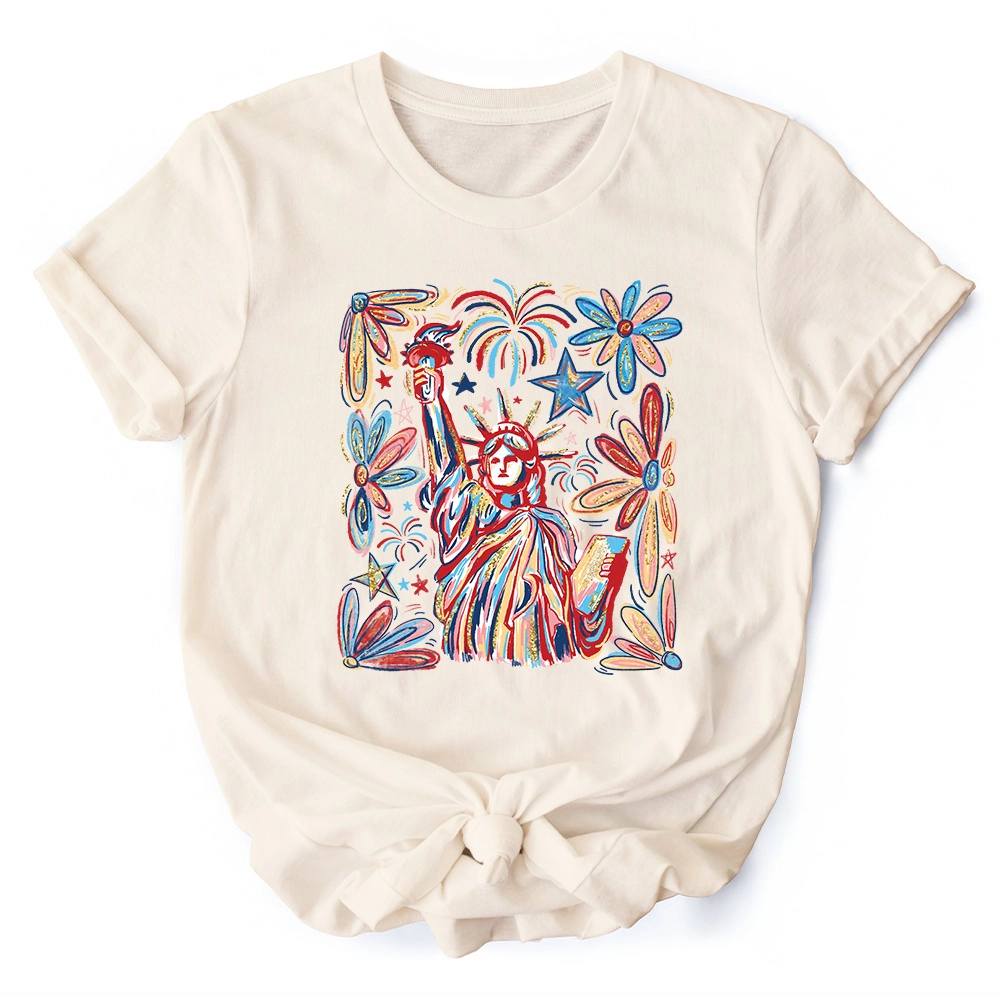 OrnamentallyYou Unisex Statue Of Liberty Fireworks 4th July T-Shirt