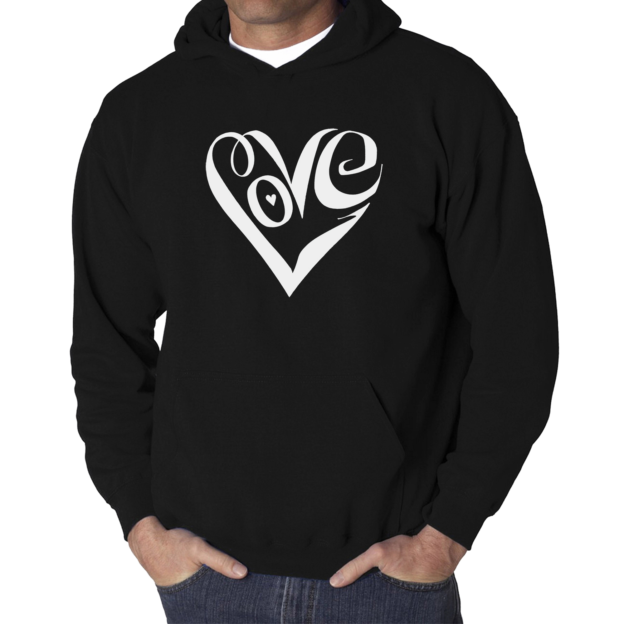 LA Pop Art Script Love Heart - Men's Word Hooded Sweatshirt