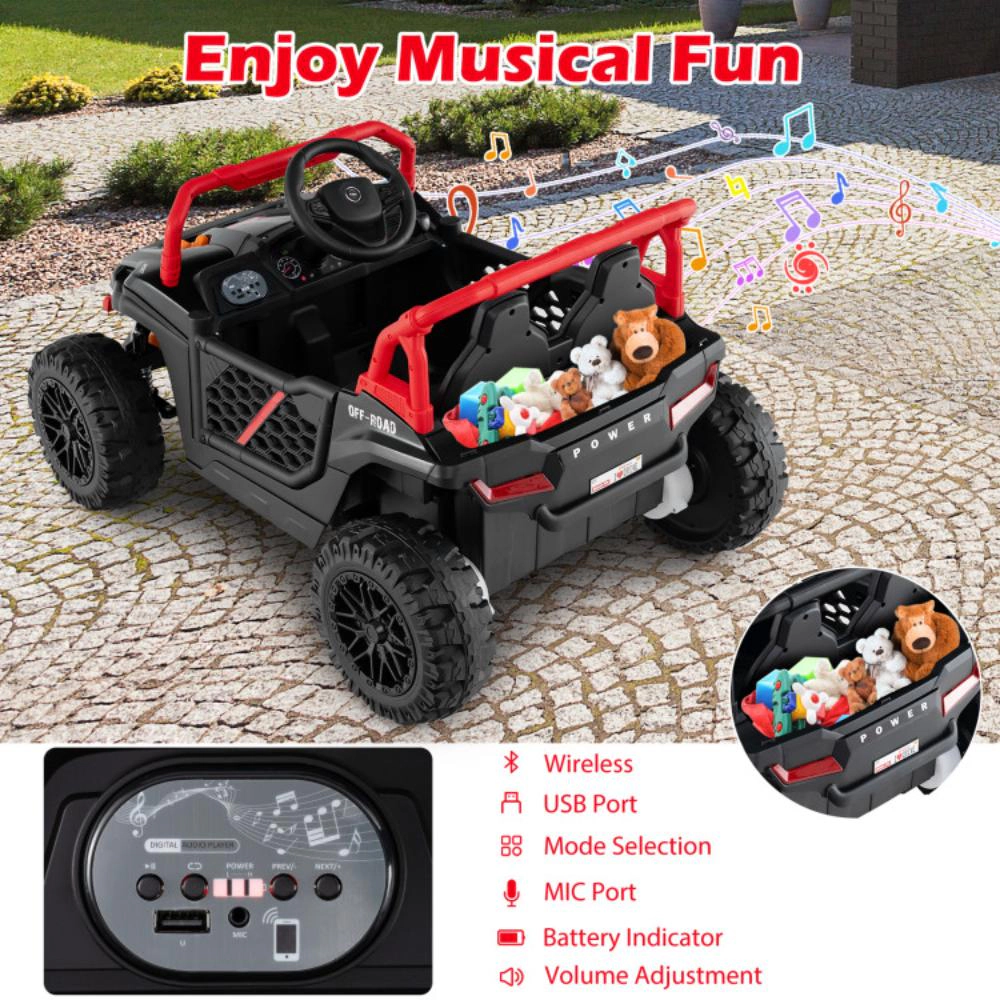Hivvago 12V Kids Ride on Truck Off-Road UTV with Parental Remote and Lights
