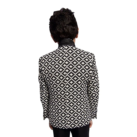 Elie Balleh Boys Slim Fit Stamp Boucle Blazer